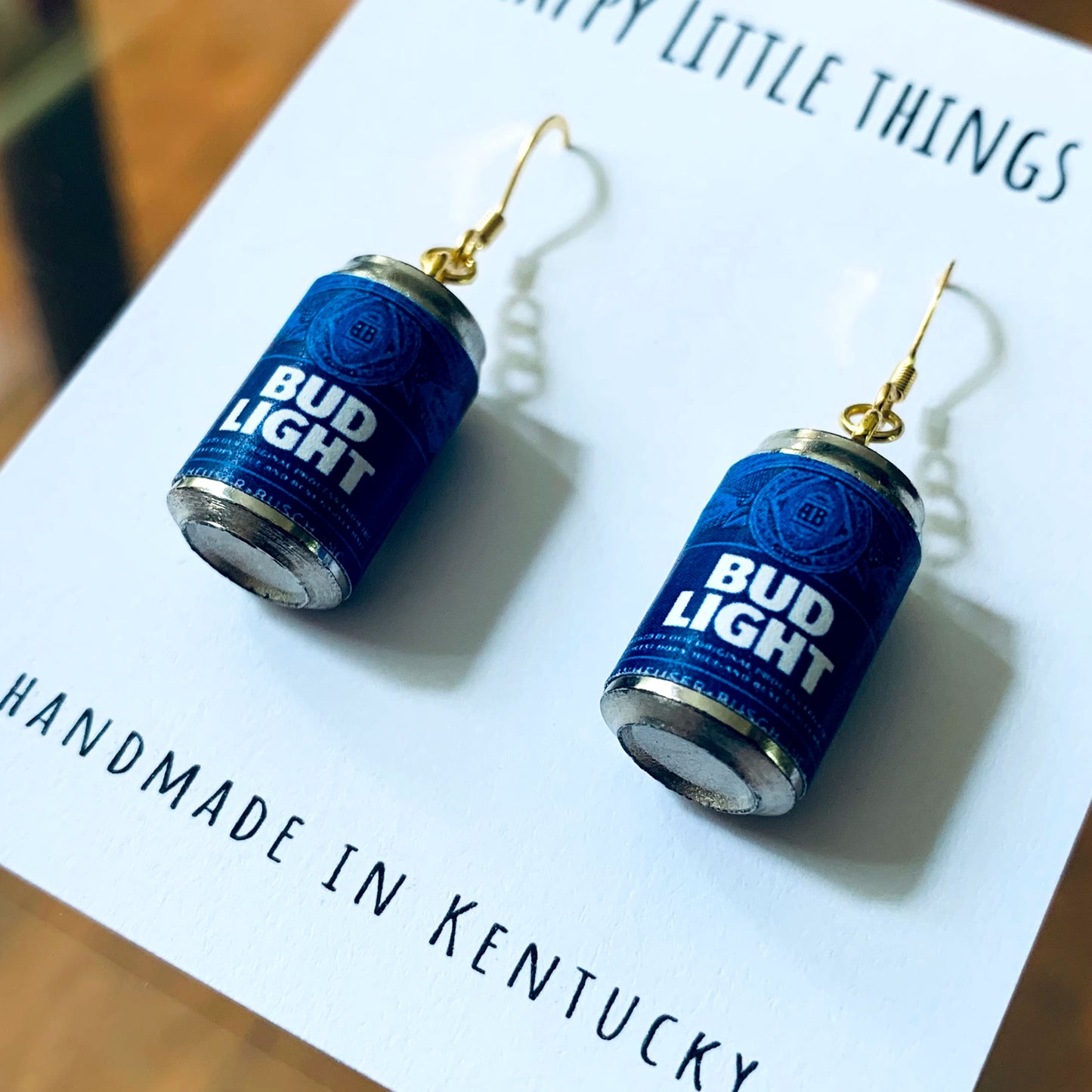 Miniature Light Beer Can Drop Earrings/Alcohol Dangle Earrings/Beer Lover Gifts/Miniature earrings/Fun Gift for Her/18K Gold Plated/Free Gift