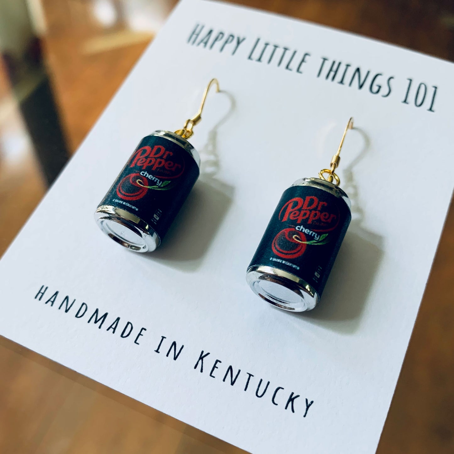Classic Cherry Soda Can Drop Earrings/Soda Can Dangle Earrings/Soda Lover Gifts/Miniature earrings/Fun Gift for Her/18K Gold Plated/Free Gift