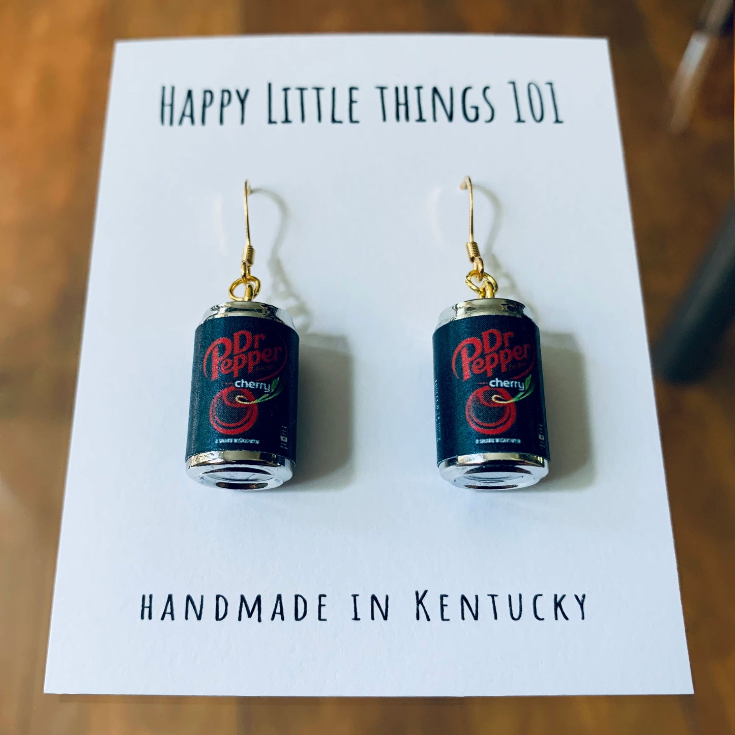 Classic Cherry Soda Can Drop Earrings/Soda Can Dangle Earrings/Soda Lover Gifts/Miniature earrings/Fun Gift for Her/18K Gold Plated/Free Gift