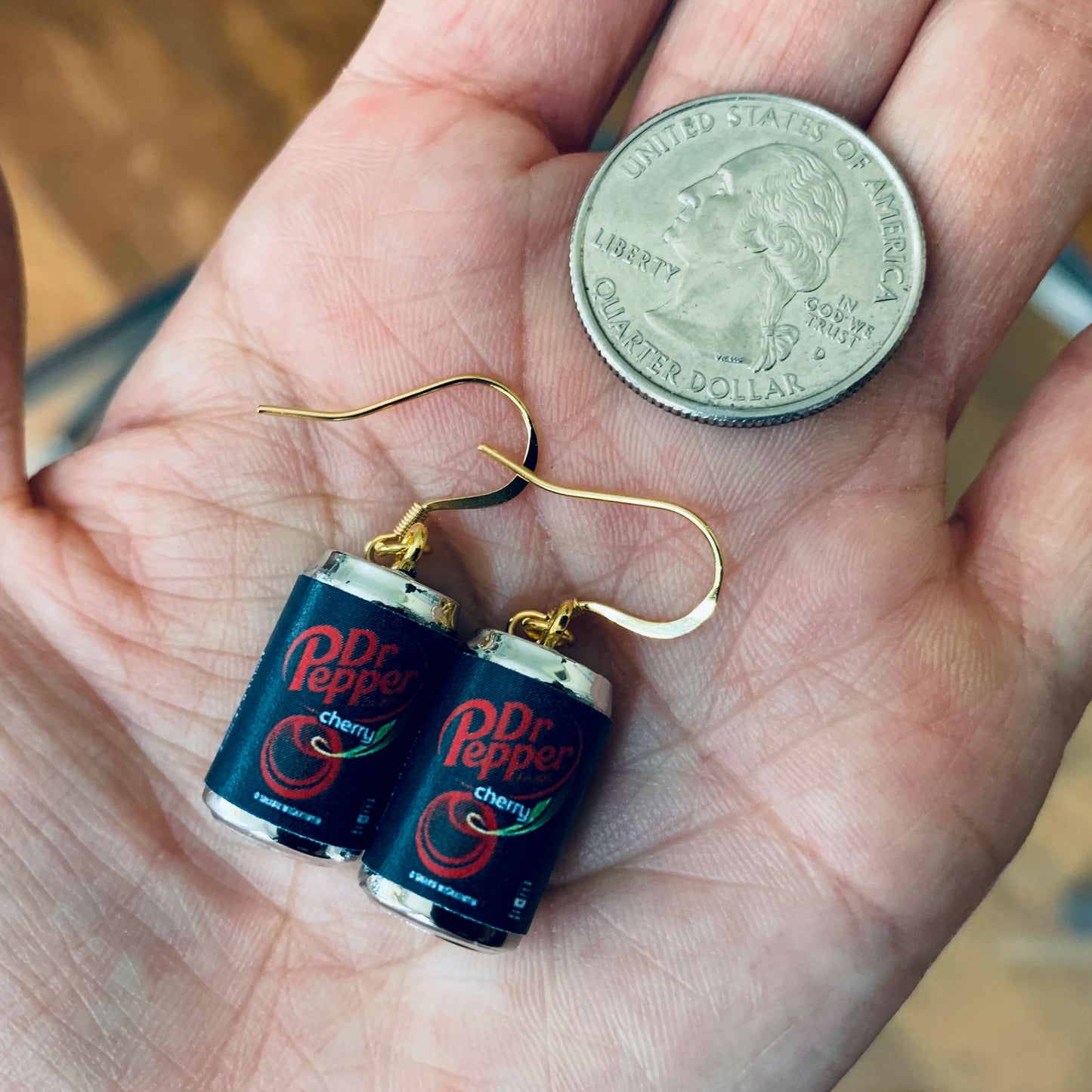 Classic Cherry Soda Can Drop Earrings/Soda Can Dangle Earrings/Soda Lover Gifts/Miniature earrings/Fun Gift for Her/18K Gold Plated/Free Gift
