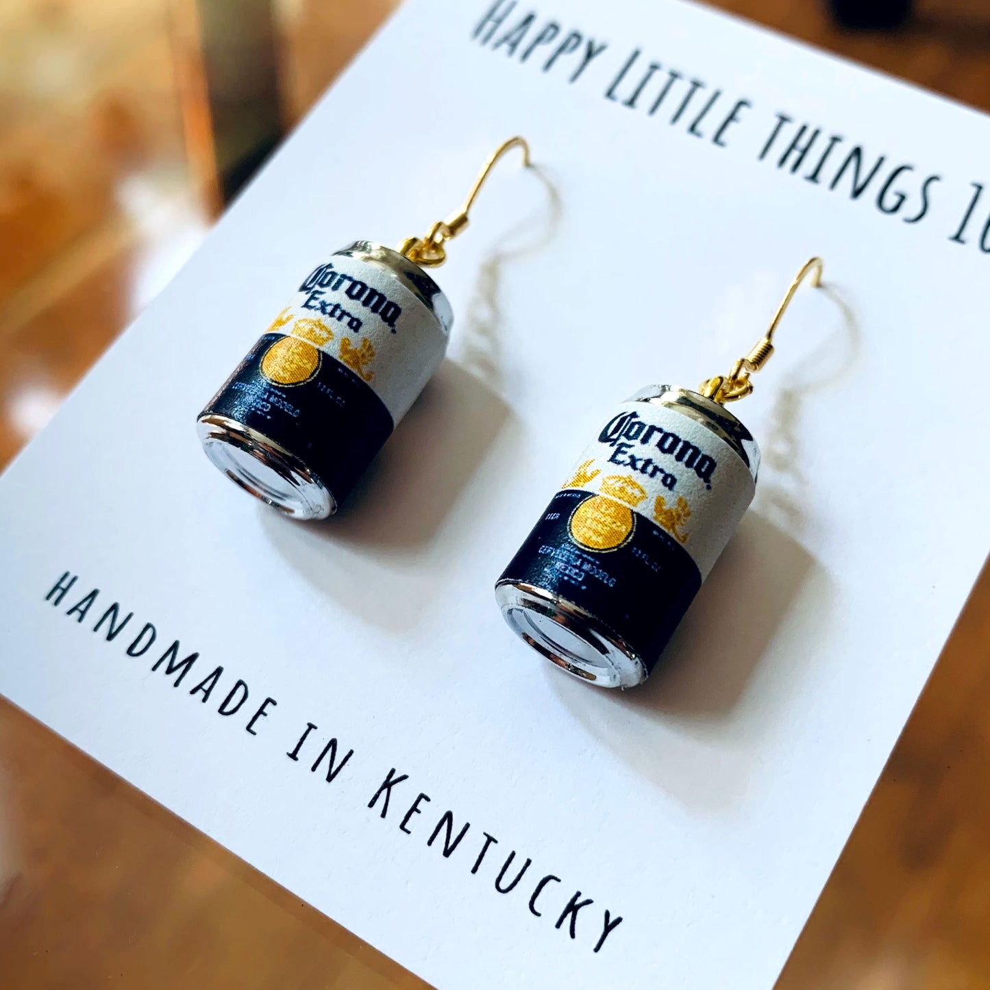 Miniature Beer Can Drop Earrings/Alcohol Dangle Earrings/Beer Lover Gifts/Miniature earrings/Fun Gift for Her/18K Gold Plated/Free Gift
