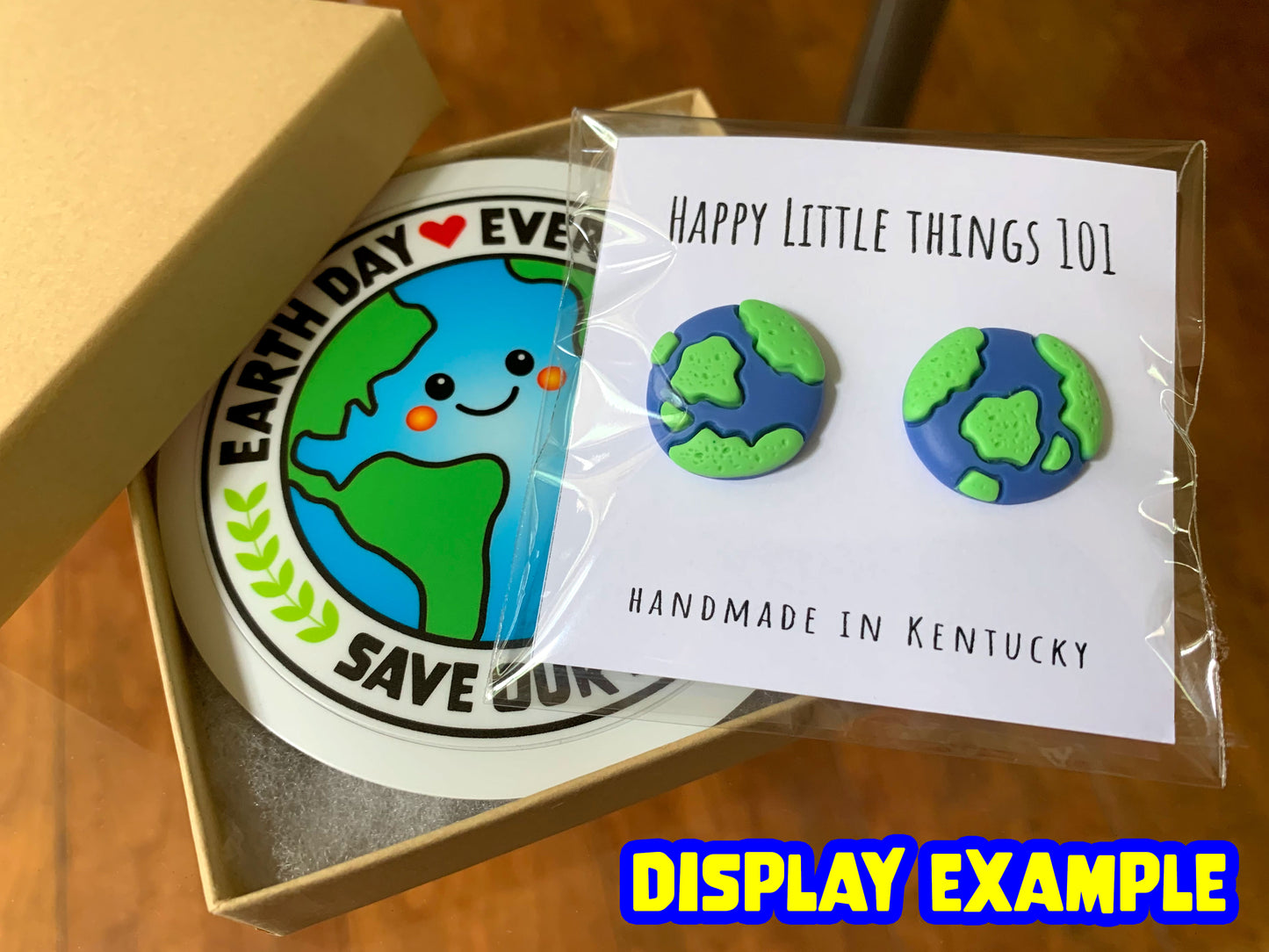 Planet Earth Stud Earrings, Earth Shaped Earrings, Earth Day Earrings, Environmental Awareness, Environmentalist Gifts, 18K Gold Plated, Free Gift