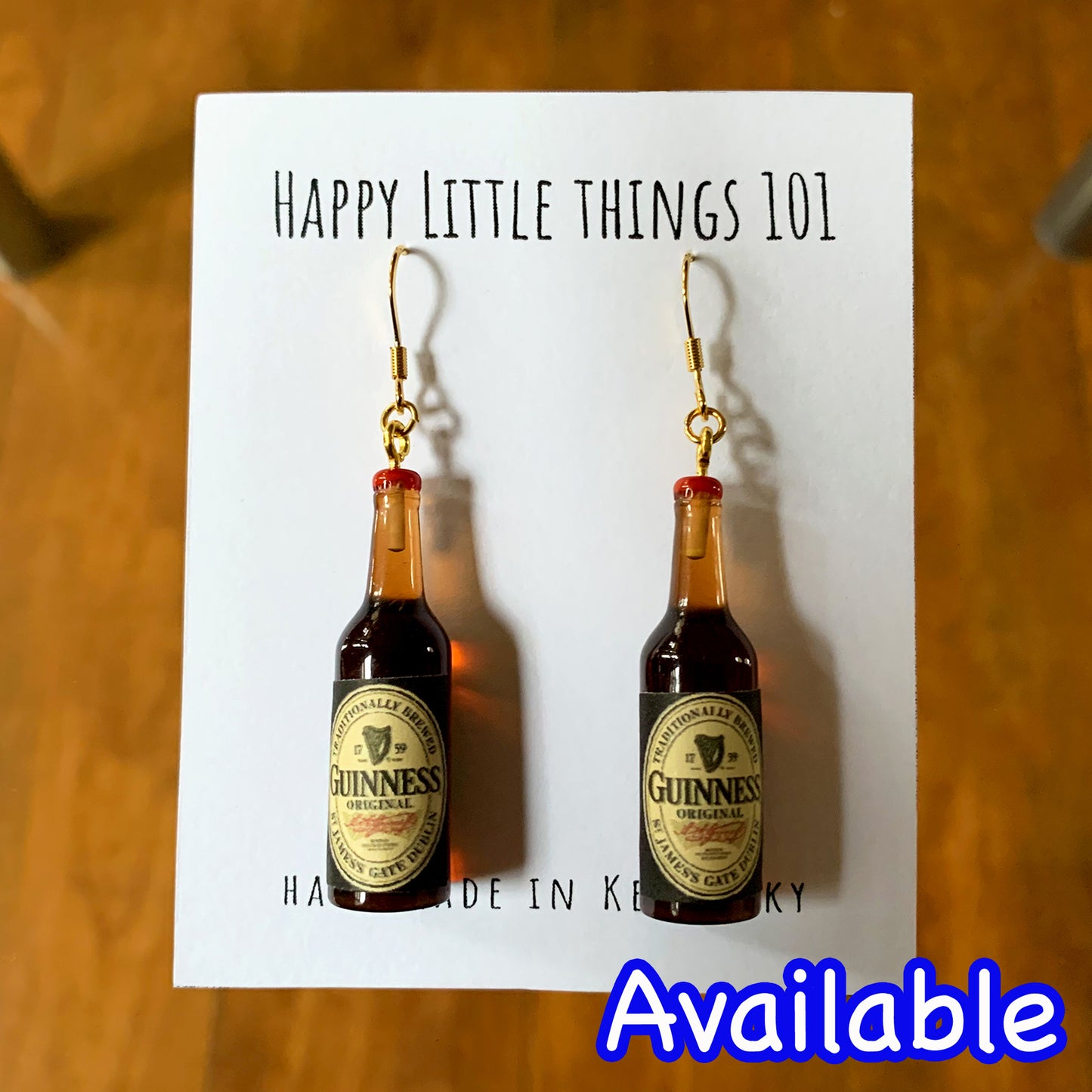 Beer Yellow Bottle Earrings/Miniature Beer Bottle Earrings/Alcohol Accessories/Beer Lover Gift for Her/18K Gold Plated/Free Gift Box