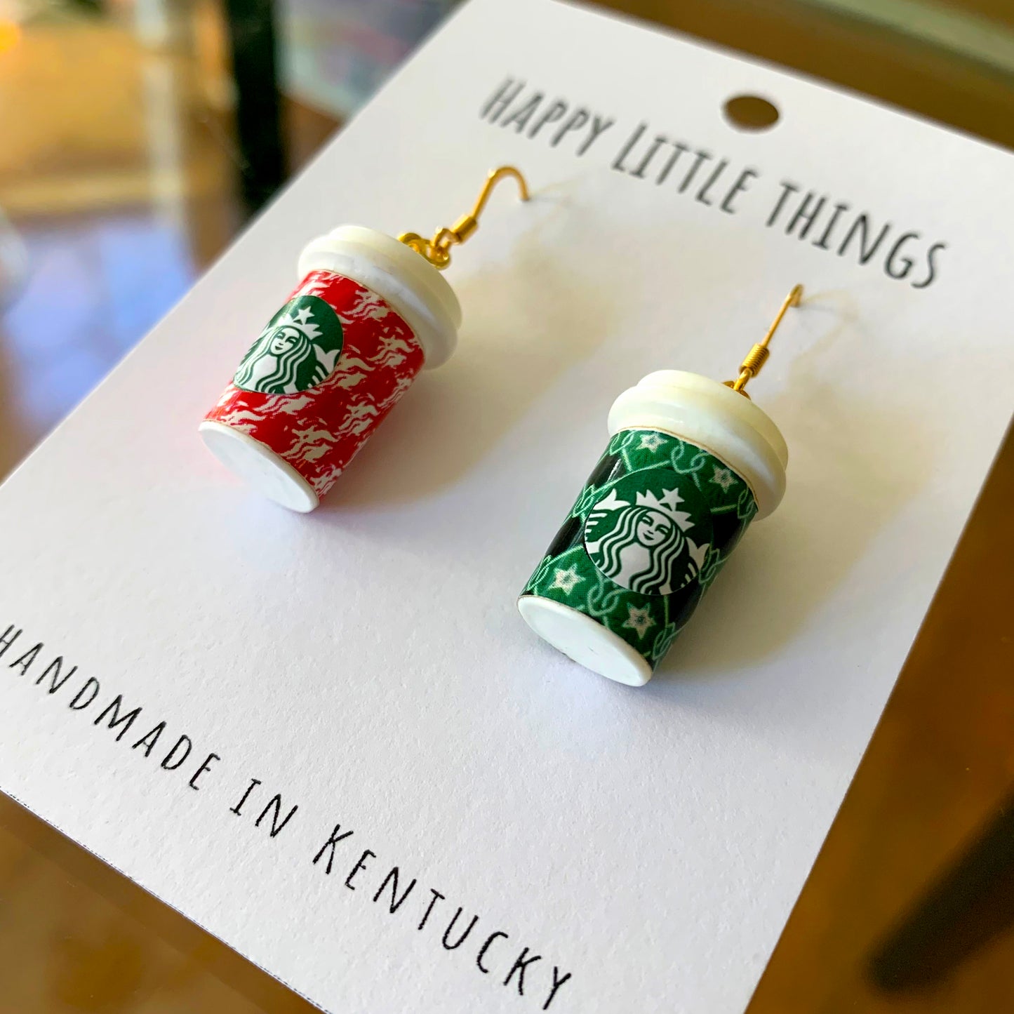 Coffee To Go Cup Earrings/Coffee Lover Gifts/Cute & Fun Gift for Her/18K Gold Plated Hooks/Free Gift