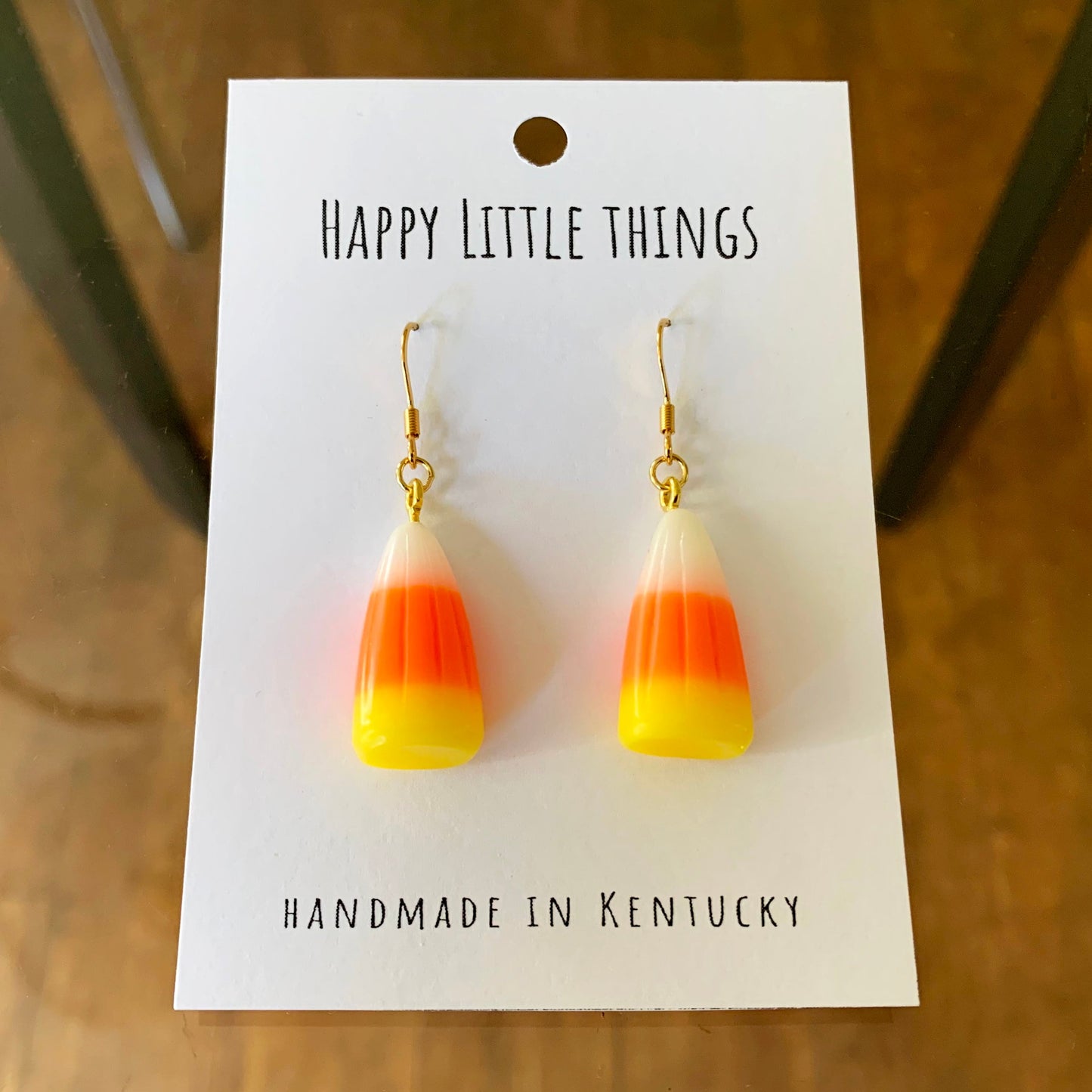 Candy Corn Earrings/Halloween Season Accessories/Candy Drop Earrings/Fall Season Gifts/Cute & Fun Gift for Her/18K Gold Plated/Free Gift Box