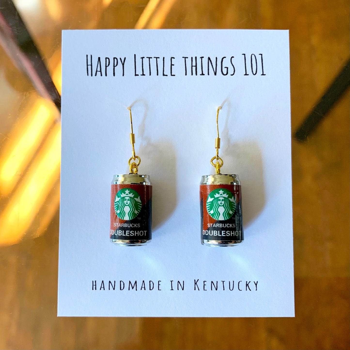 Starbucks Inspired Coffee Can & Bottle Earrings/Gift for Coffee Lover/Miniature Earrings/Holiday Gift for Her/18K Gold Plated/Free Gift Box