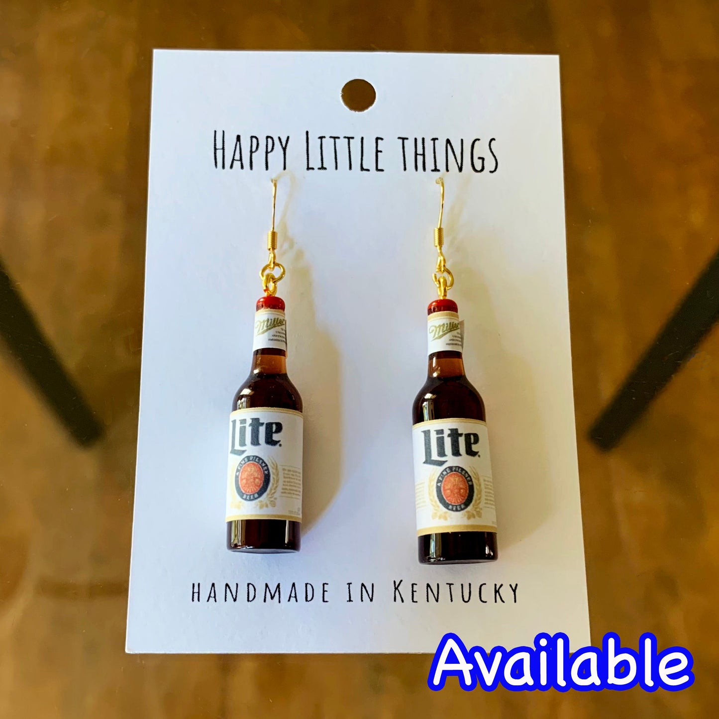 Light Beer Bottle Earrings/Beer Bottle Drop Earrings/Drink Earrings/Fun Accessories/Beer Lover Gift for Her/18K Gold Plated/Free Gift Box