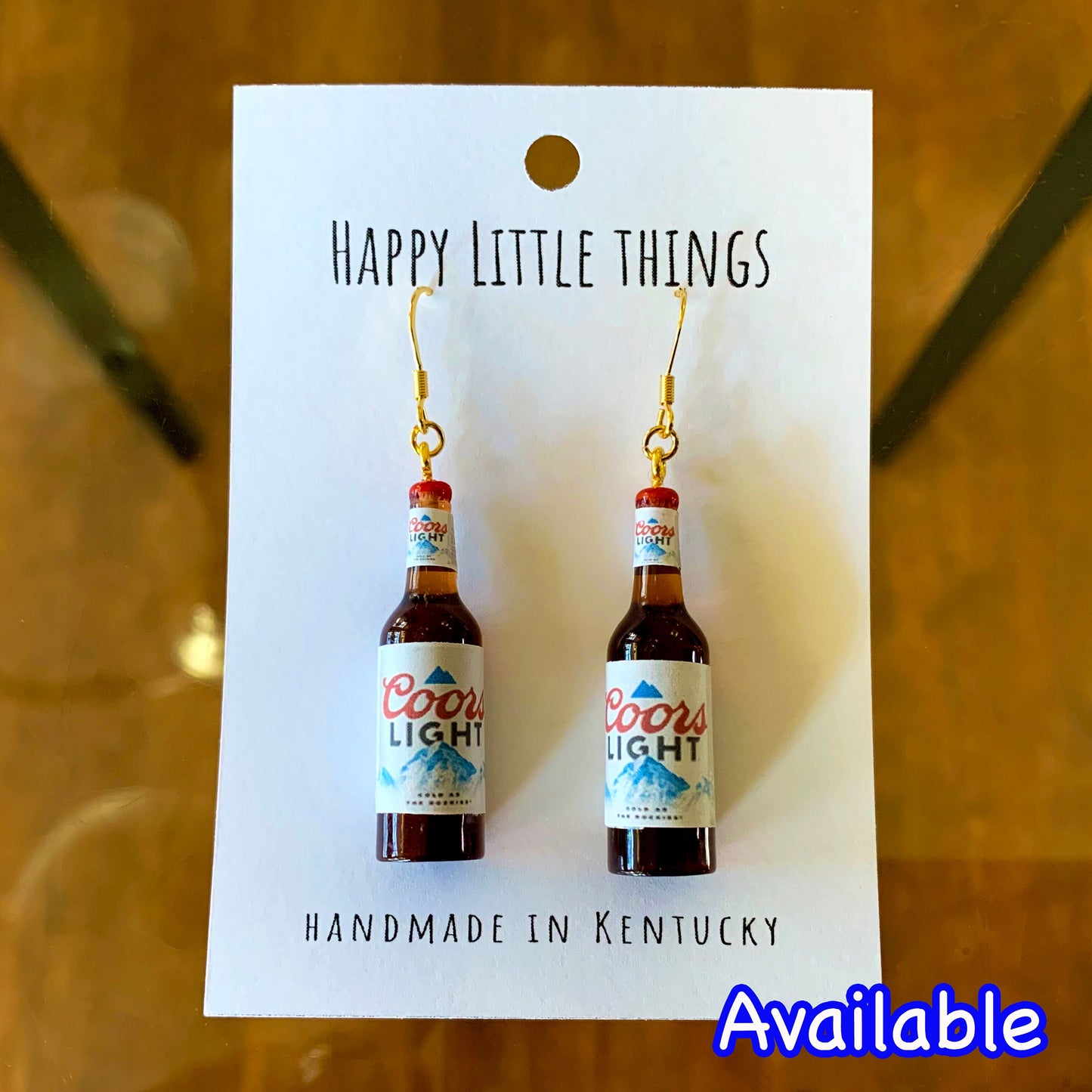 Beer Bottle Earrings/Lite Beer Bottle Earrings/Drink Earrings/Alcohole Earrings/18K Gold Plated/Beer Lover Gifts/Gift for Her/Free Gift Box