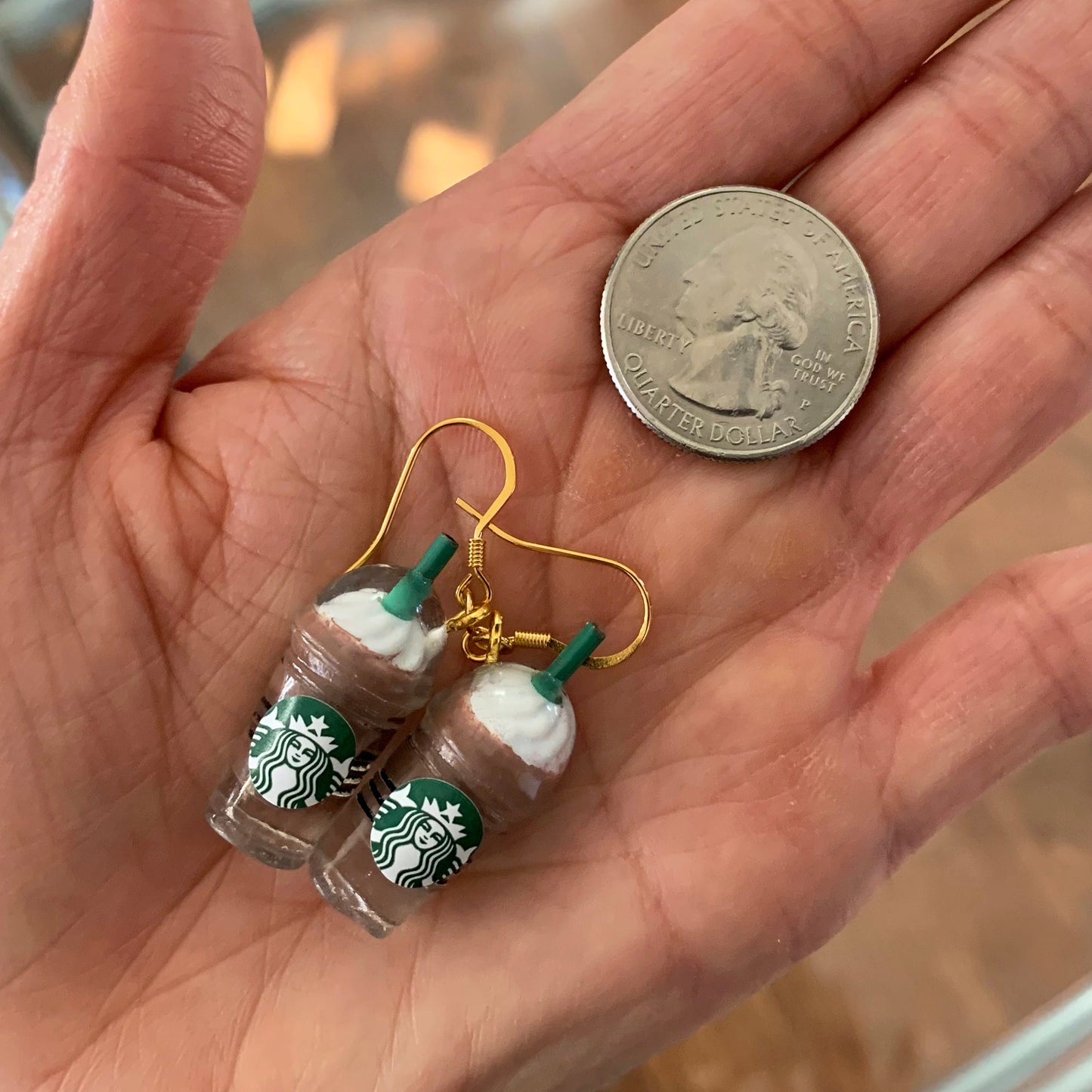 Coffee Frappuccino Earrings/Fun Earrings/Coffee Lover gift/Holiday Gift for Her/18K Gold Plated/Free Gift Box