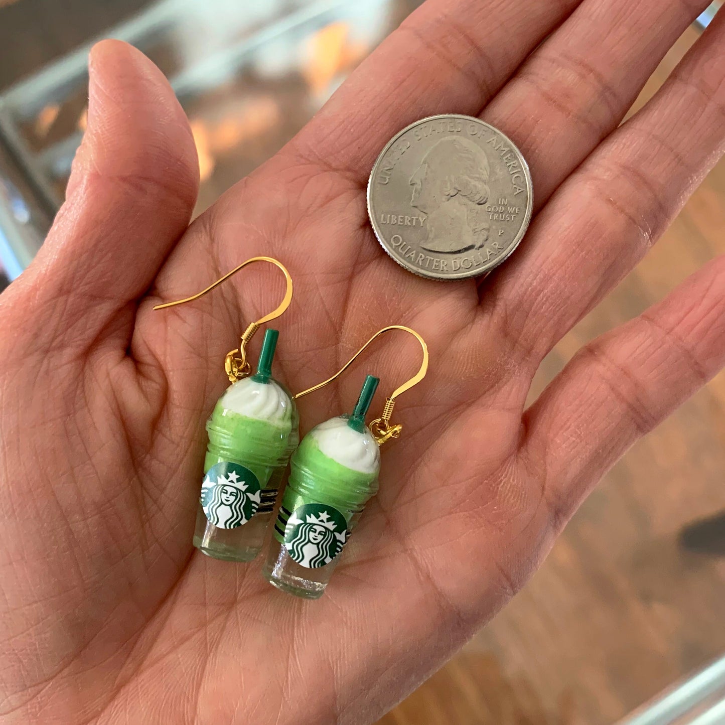 Starbucks Inspired Matcha Green Tea Frappuccino Earrings/Matcha Lover Gifts/Cute & Fun Gift for Her/18K Gold Plated/Free Gift Box