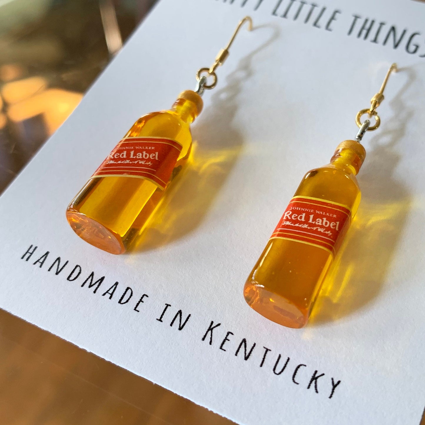 Whisky Bottle Earrings/Alcohol Bottle Accessories/Liquor Earrings/Whisky Lover Gift for Her/Fun Earrings/18K Gold Plated/Free Gift Box