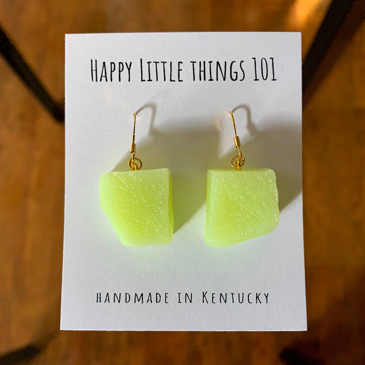 Cantaloupe Chunk Earrings/Honeydew Chunk Earrings/Watermelon Chunk Earrings/Fruit Accessories/Fun Earrings/18K Gold Plated/Free Gift Box