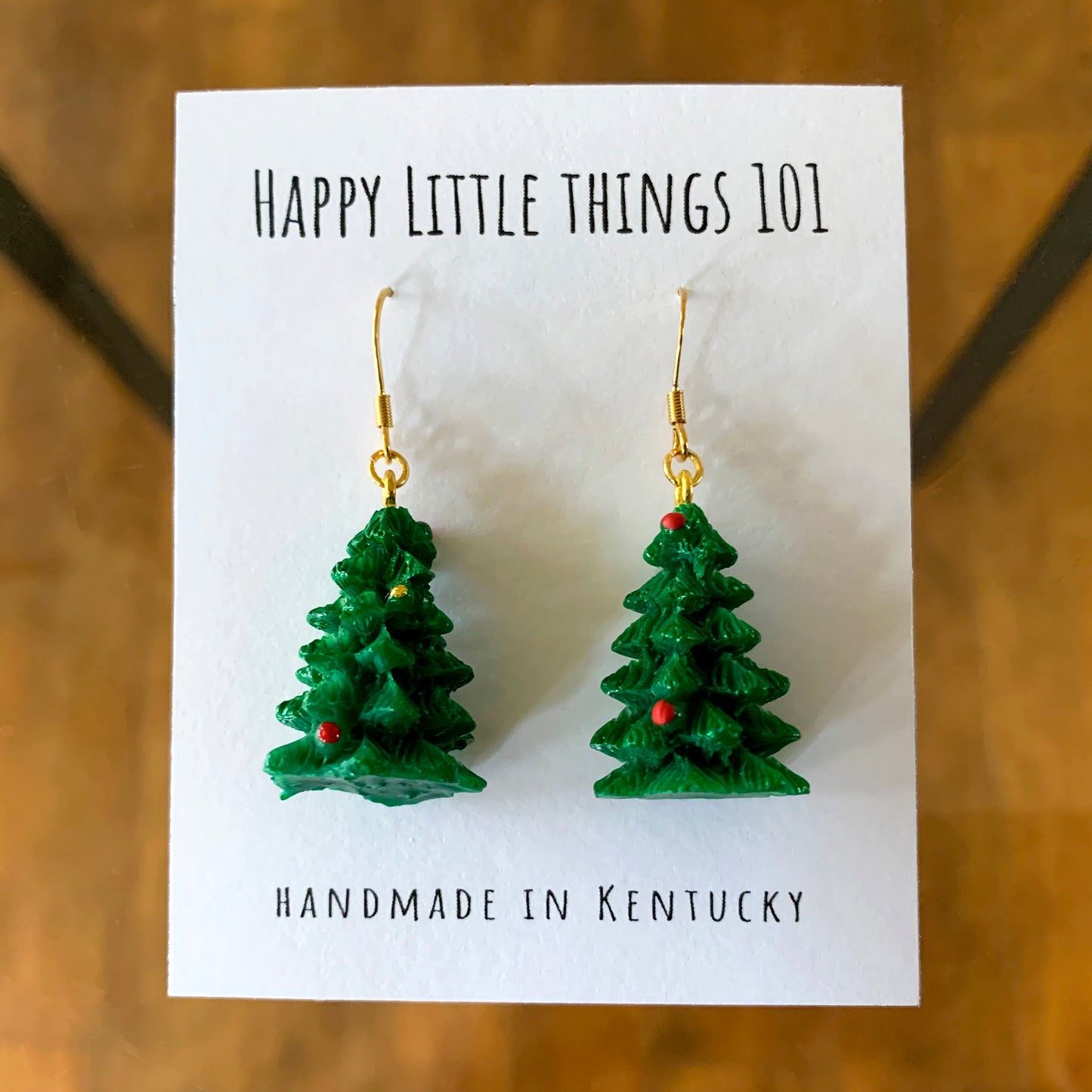 Christmas Tree Earrings/Christmas Accessories/Miniature Earrings/Tree Earrings/Fun Holiday Gift for Her/18K Gold Plated/Free Gift Box