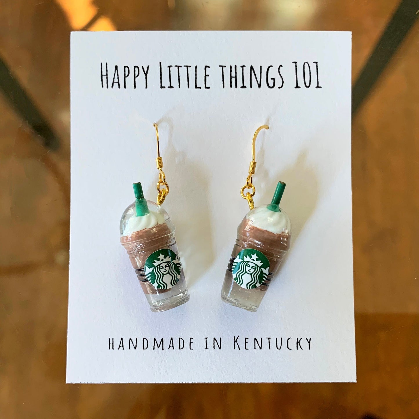 Coffee Frappuccino Earrings/Fun Earrings/Coffee Lover gift/Holiday Gift for Her/18K Gold Plated/Free Gift Box