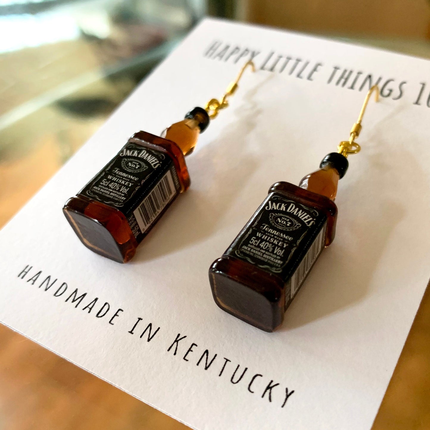 Whisky Bottle Earrings/Alcohol Bottle Accessories/Liquor Earrings/Whisky Lover Gift for Her/Fun Earrings/18K Gold Plated/Free Gift Box