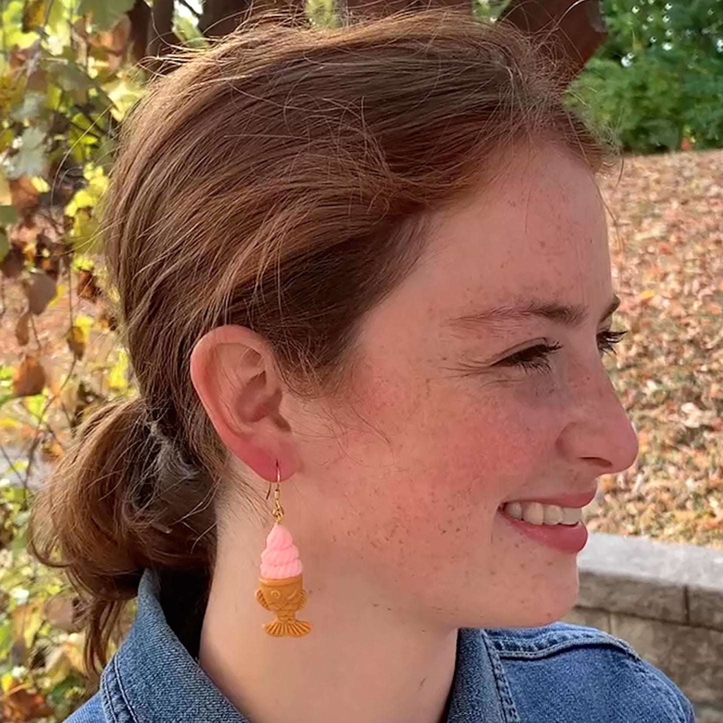 Miniature Taiyaki Soft Serve Ice Cream Earrings/Taiyaki Ice Cream Drop Earrings/Cute & Fun Accessories/Taiyaki Lover Gifts/Free Gift Box