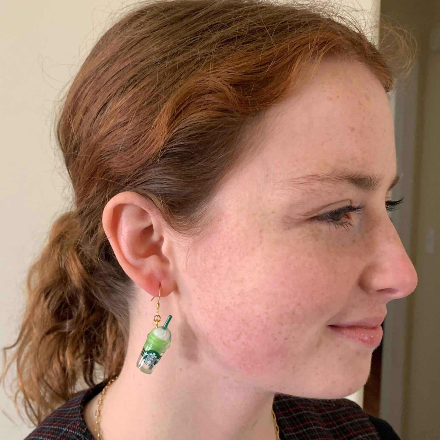 Starbucks Inspired Matcha Green Tea Frappuccino Earrings/Matcha Lover Gifts/Cute & Fun Gift for Her/18K Gold Plated/Free Gift Box