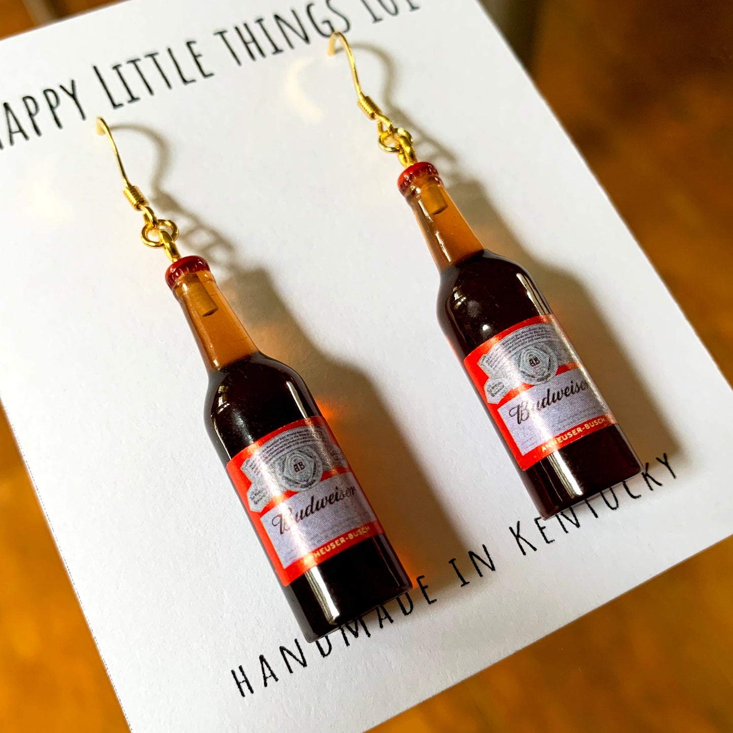 Beer Bottle Earrings/Beer Bottle Drop Earrings/Alcohol Earrings/Fun Accessories/Beer Lover Gift for Her/18K Gold Plated/Free Gift Box