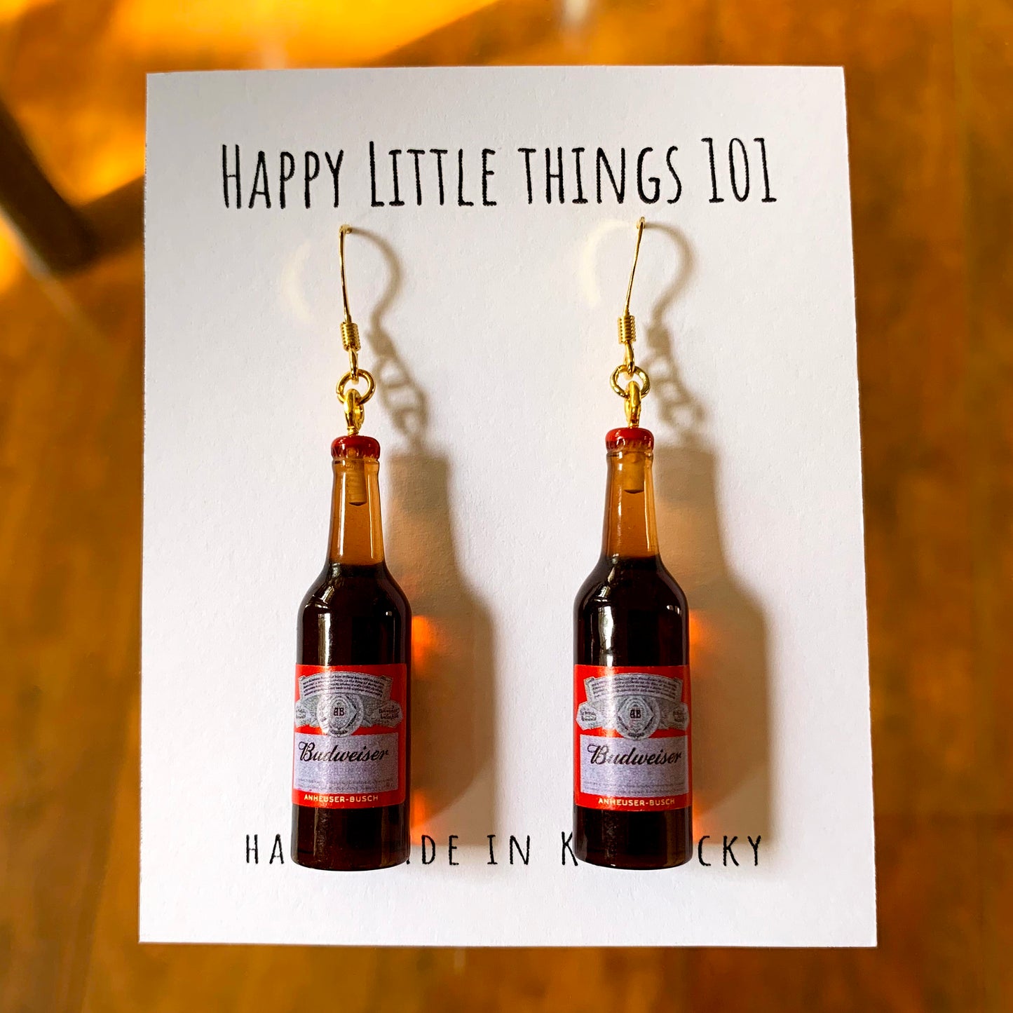 Beer Bottle Earrings/Beer Bottle Drop Earrings/Alcohol Earrings/Fun Accessories/Beer Lover Gift for Her/18K Gold Plated/Free Gift Box