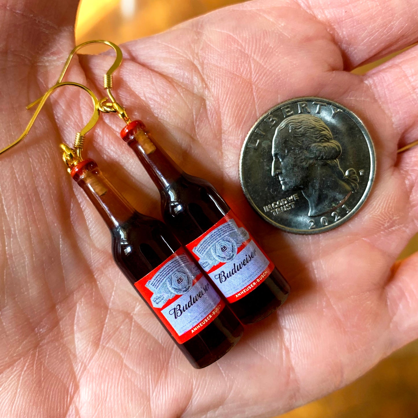 Beer Bottle Earrings/Beer Bottle Drop Earrings/Alcohol Earrings/Fun Accessories/Beer Lover Gift for Her/18K Gold Plated/Free Gift Box