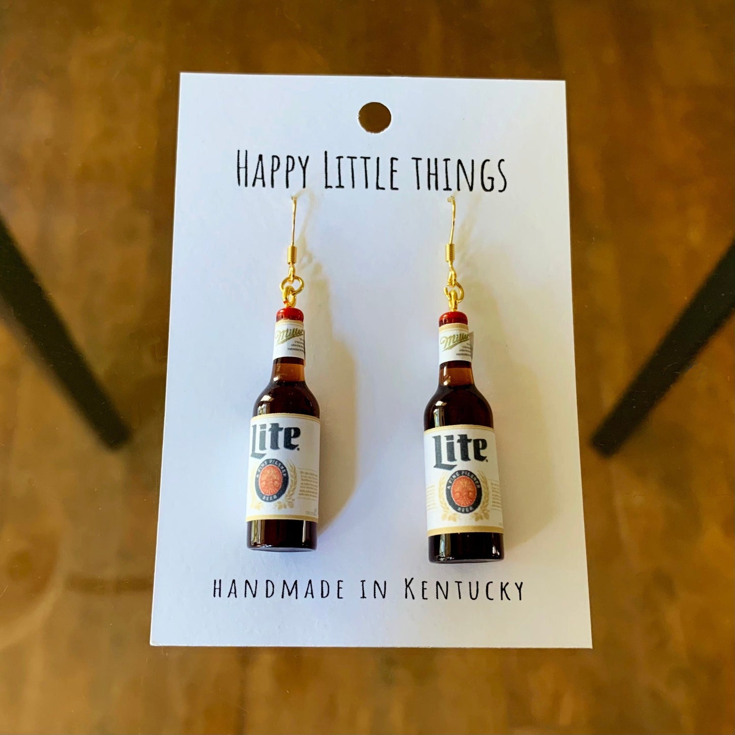 Beer Bottle Earrings/Lite Beer Bottle Earrings/Drink Earrings/Alcohole Earrings/18K Gold Plated/Beer Lover Gifts/Gift for Her/Free Gift Box