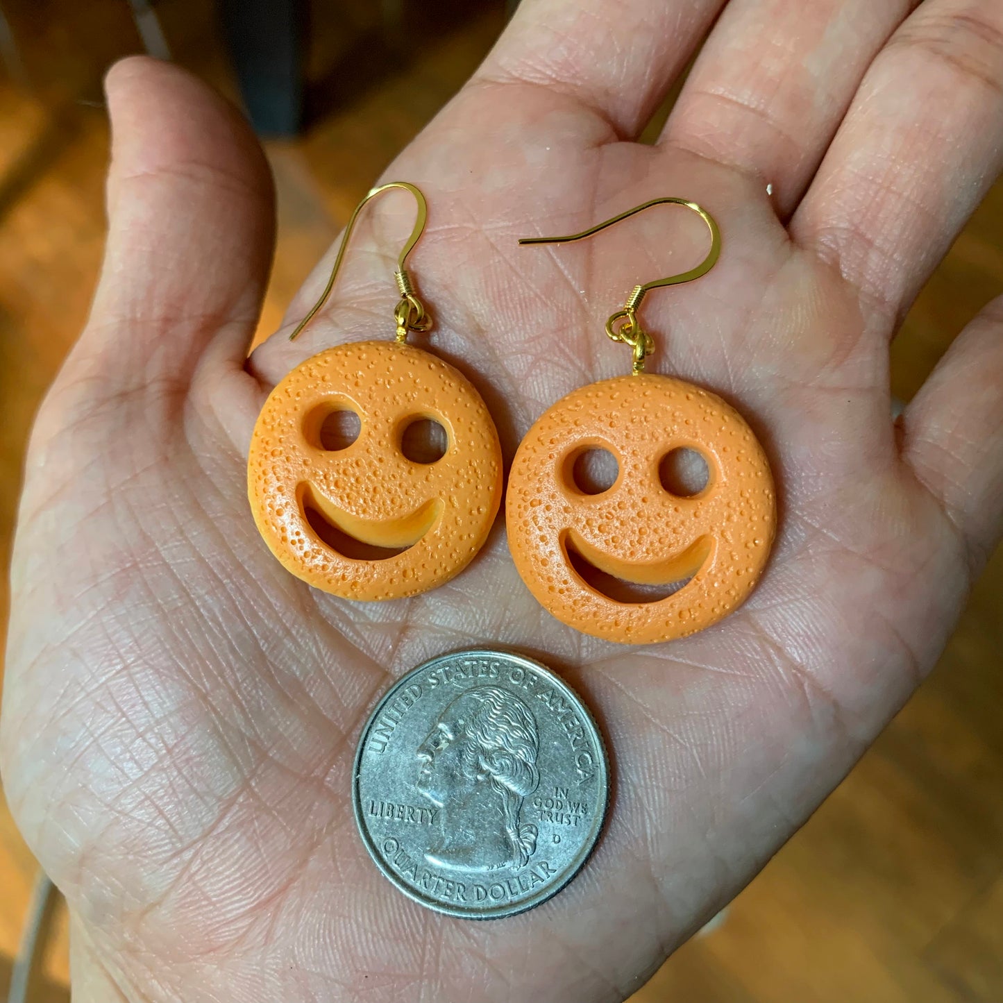 Smiley Fries Earrings/Smiley Face Potato Earrings/Cute & Fun Earrings/Food Earrings/18K Gold Plated/Free Gift Box