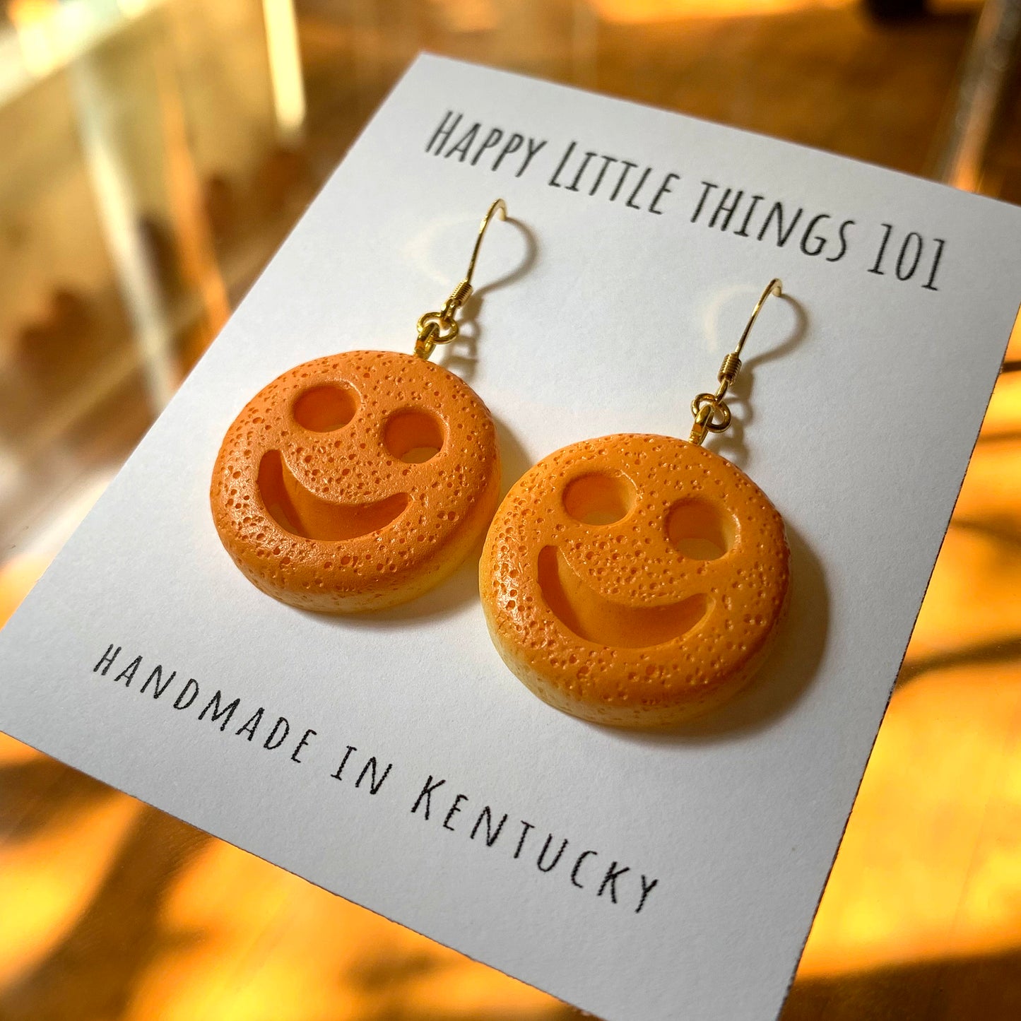 Smiley Fries Earrings/Smiley Face Potato Earrings/Cute & Fun Earrings/Food Earrings/18K Gold Plated/Free Gift Box
