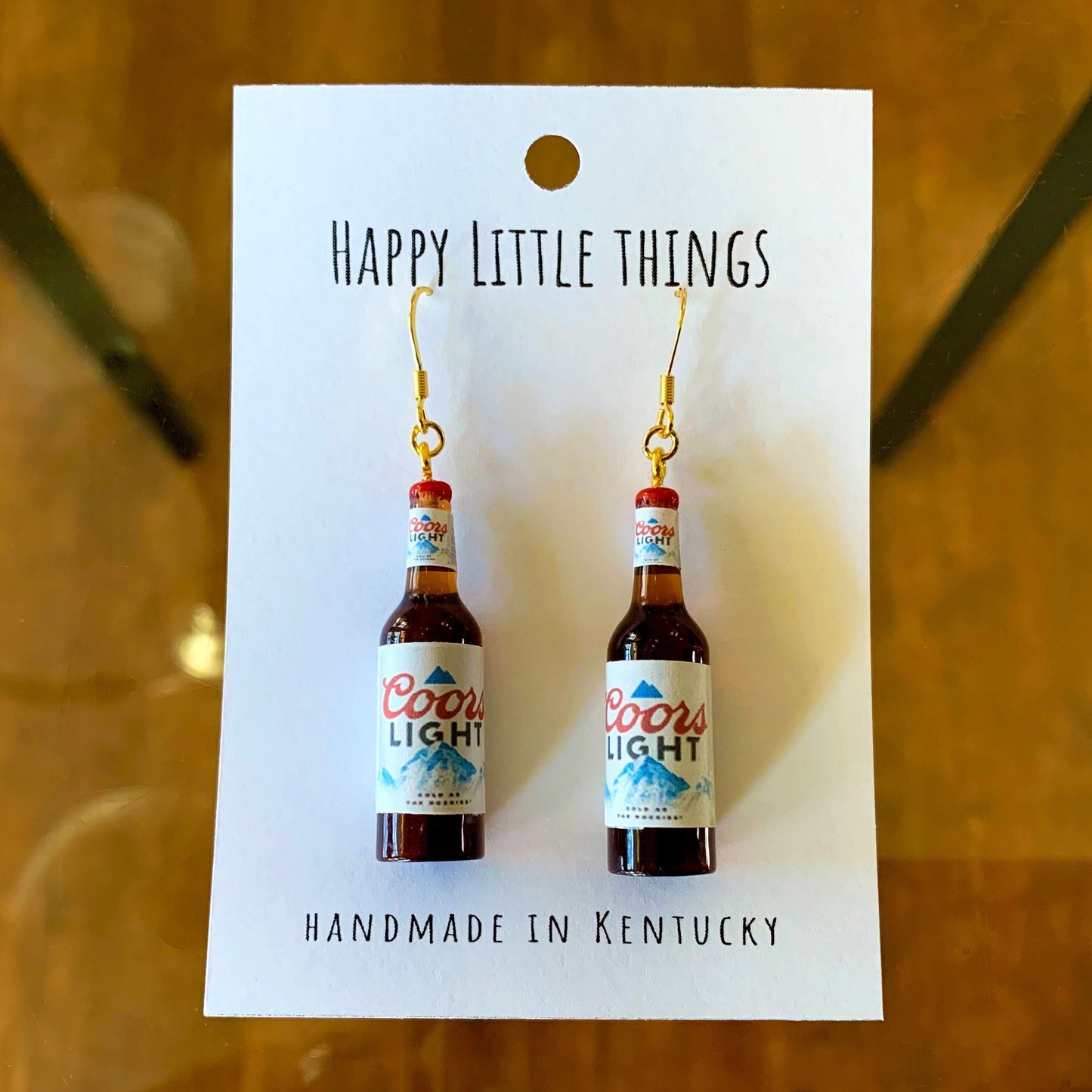 Light Beer Bottle Earrings/Beer Bottle Drop Earrings/Drink Earrings/Fun Accessories/Beer Lover Gift for Her/18K Gold Plated/Free Gift Box