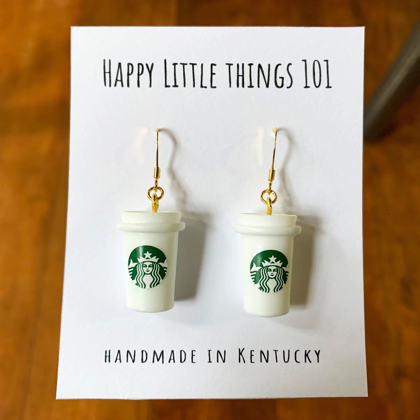 Coffee To-Go Cup Earrings/White Coffee Cup Earrings/Miniature Coffee Cup/Holiday Gift for Her/18K Gold Plated/Free Gift