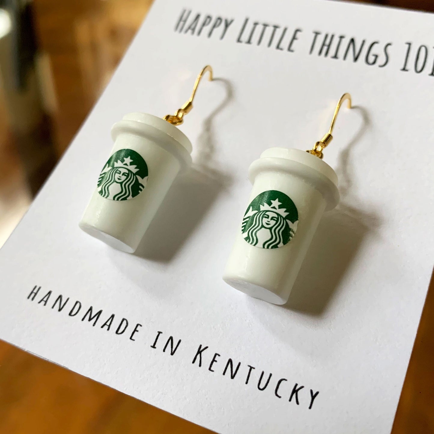 Coffee To-Go Cup Earrings/White Coffee Cup Earrings/Miniature Coffee Cup/Holiday Gift for Her/18K Gold Plated/Free Gift
