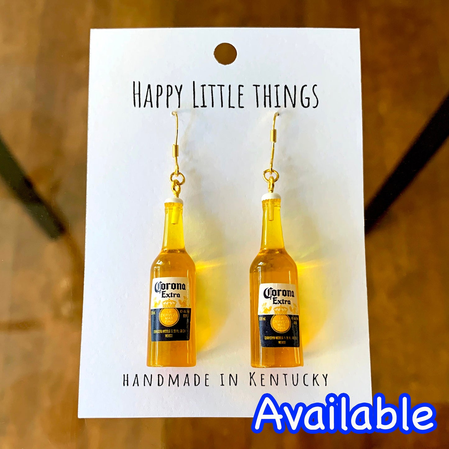 Light Beer Bottle Earrings/Beer Bottle Drop Earrings/Drink Earrings/Fun Accessories/Beer Lover Gift for Her/18K Gold Plated/Free Gift Box