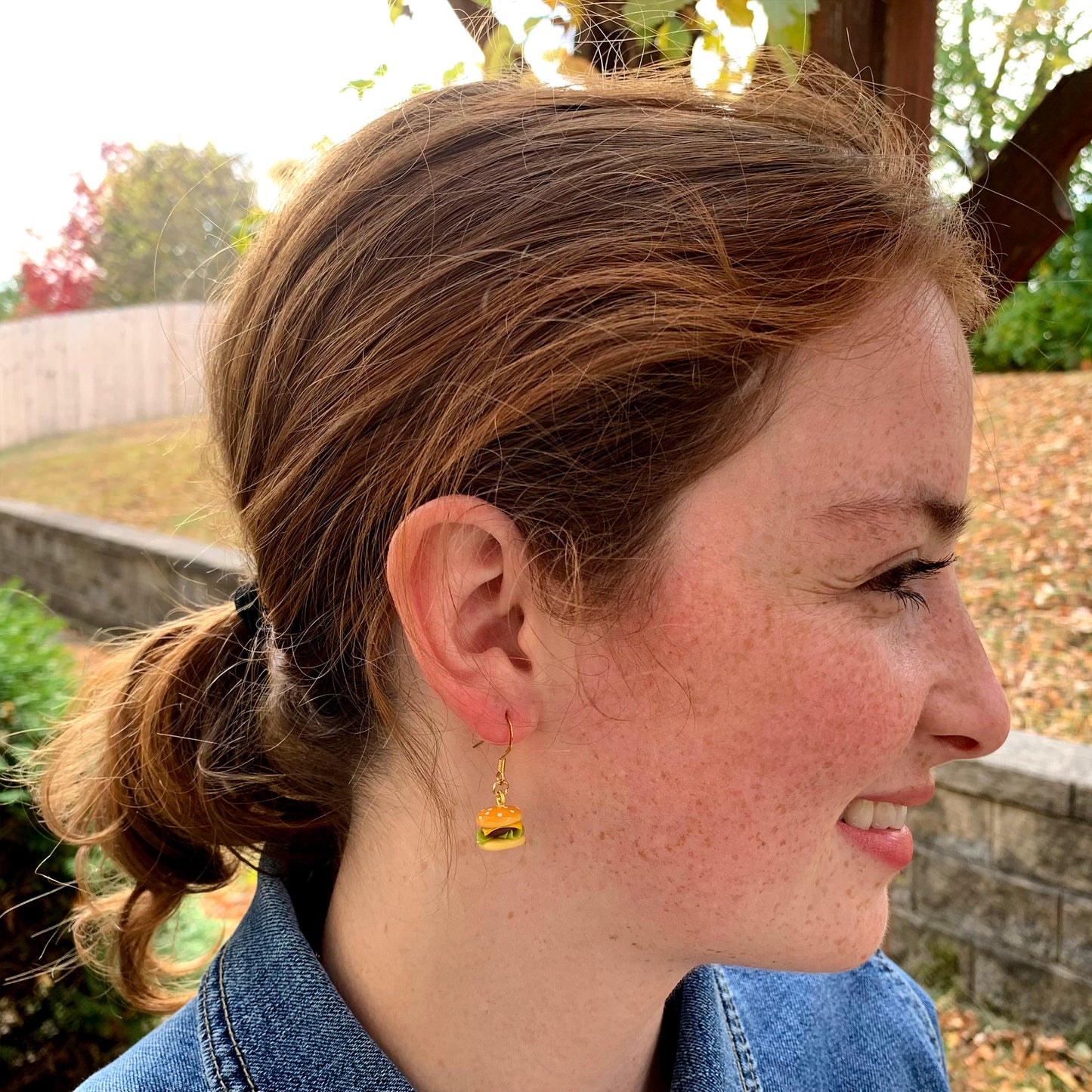 Mini Hamburger Earrings/Cheeseburger Earrings/Deluxe Burger Earrings/Hamburger Lover Gifts/Fun Gift for Her/18K Gold Plated/Free Gift Box