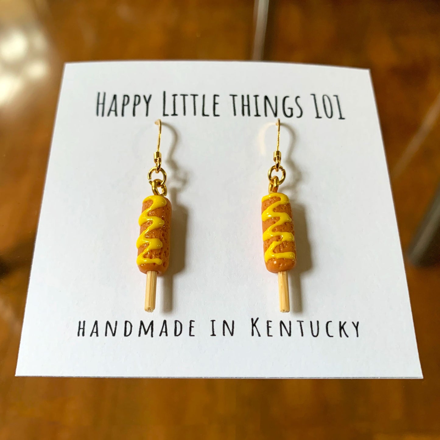 Corn Dog Drop Earrings/Food Earrings/Miniature Earrings/Funny Dangle Earrings/Corn Dog Lover Gifts/18K Gold Plated/Free Gift/Free Gift Box