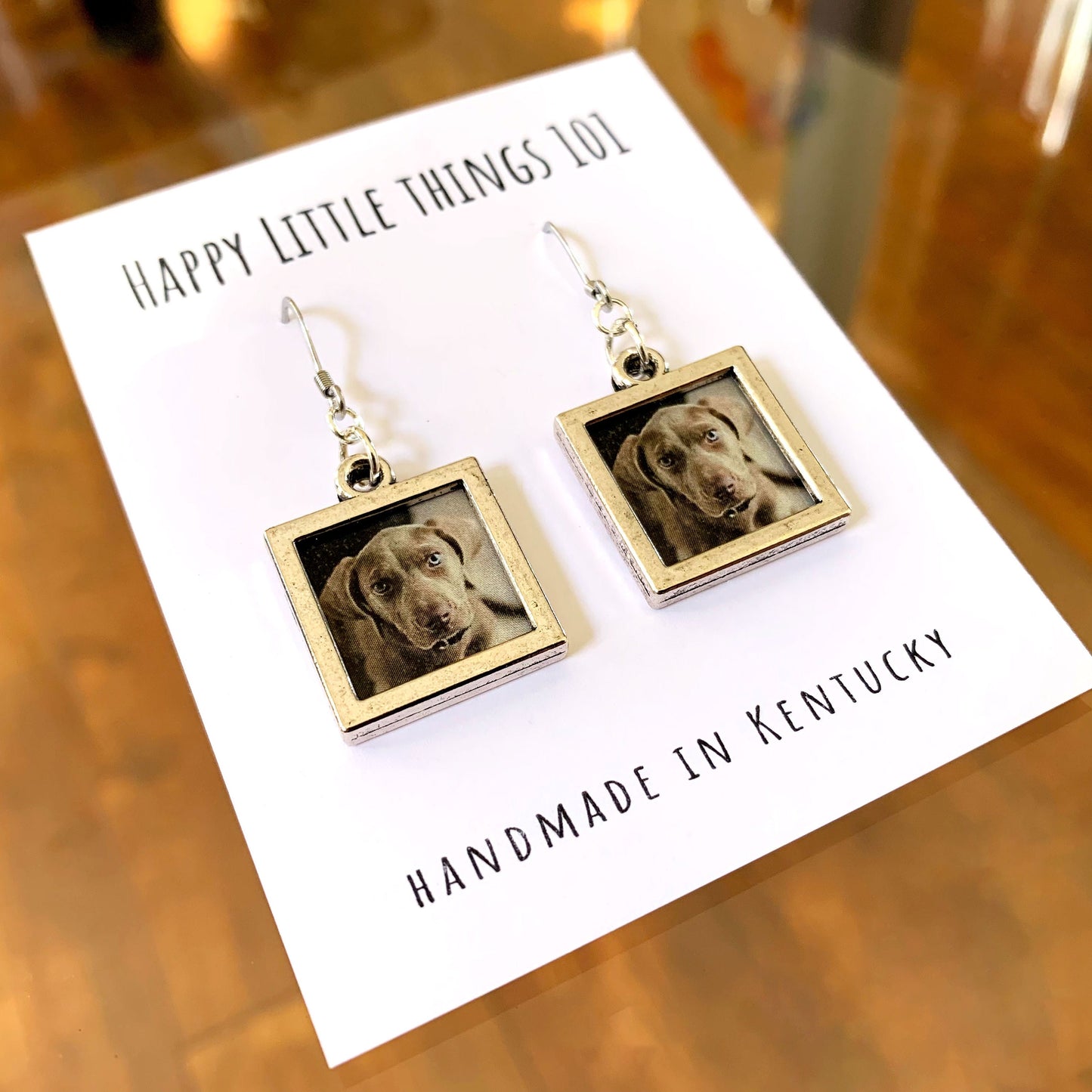 Custom Photo Earrings/Silver Frame with Personalized Photo/Pet Owner's GIft/Family Photo Jewelry/Quality Stainless Fish Hooks/Free Gift Box