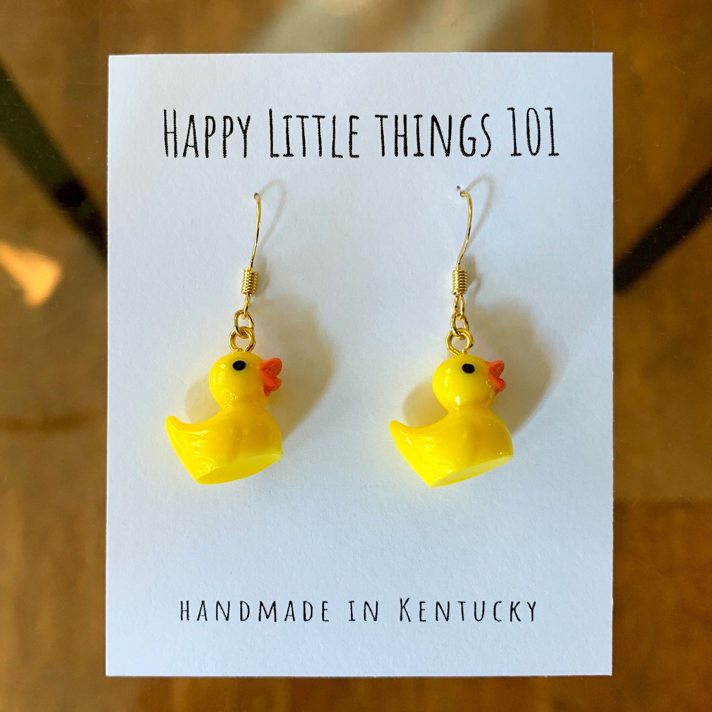 Yellow Duckling Earrings/Duck Drop Earrings/Funny Earrings for Her/Miniature Drop Earrings/Free Gift Box