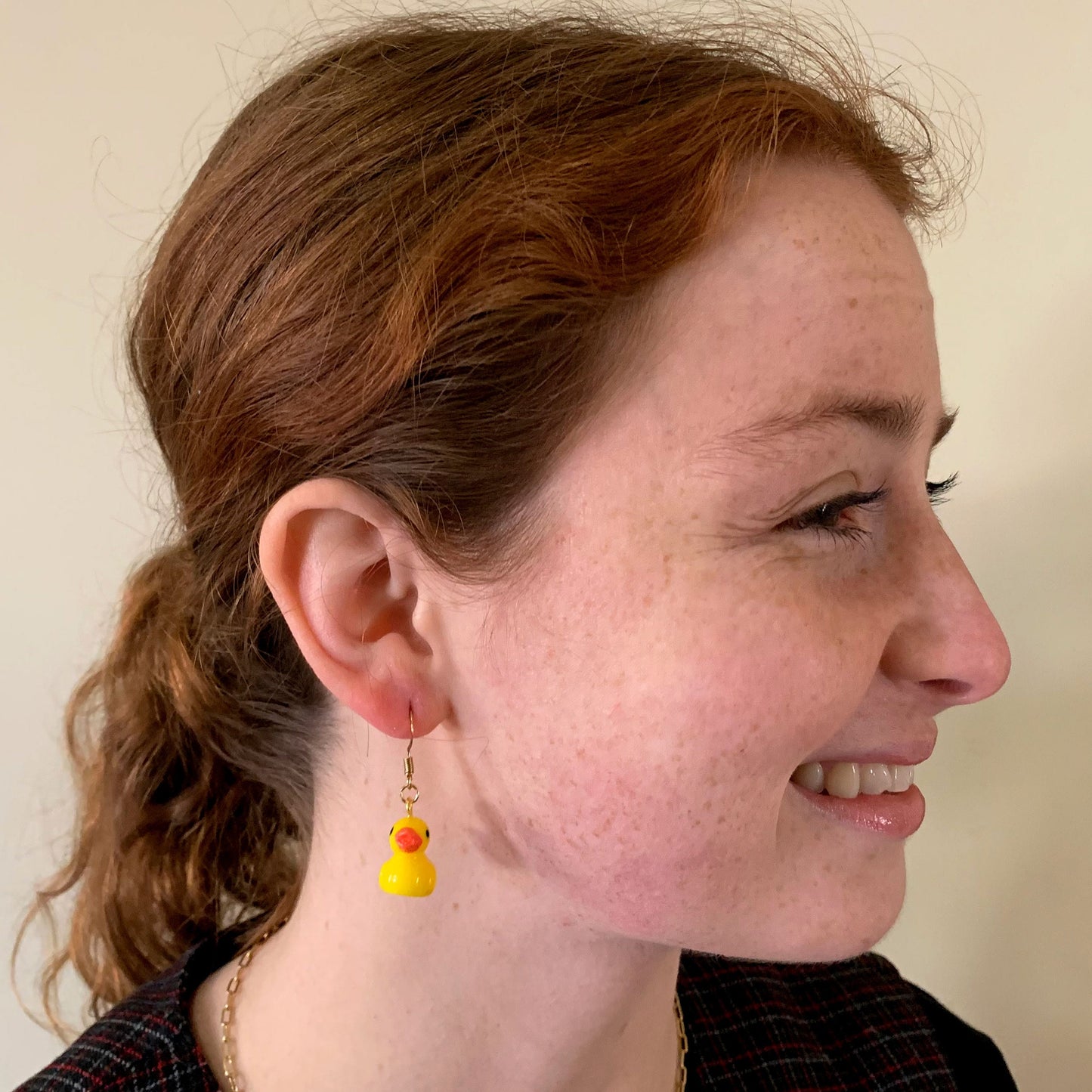 Yellow Duckling Earrings/Duck Drop Earrings/Funny Earrings for Her/Miniature Drop Earrings/Free Gift Box