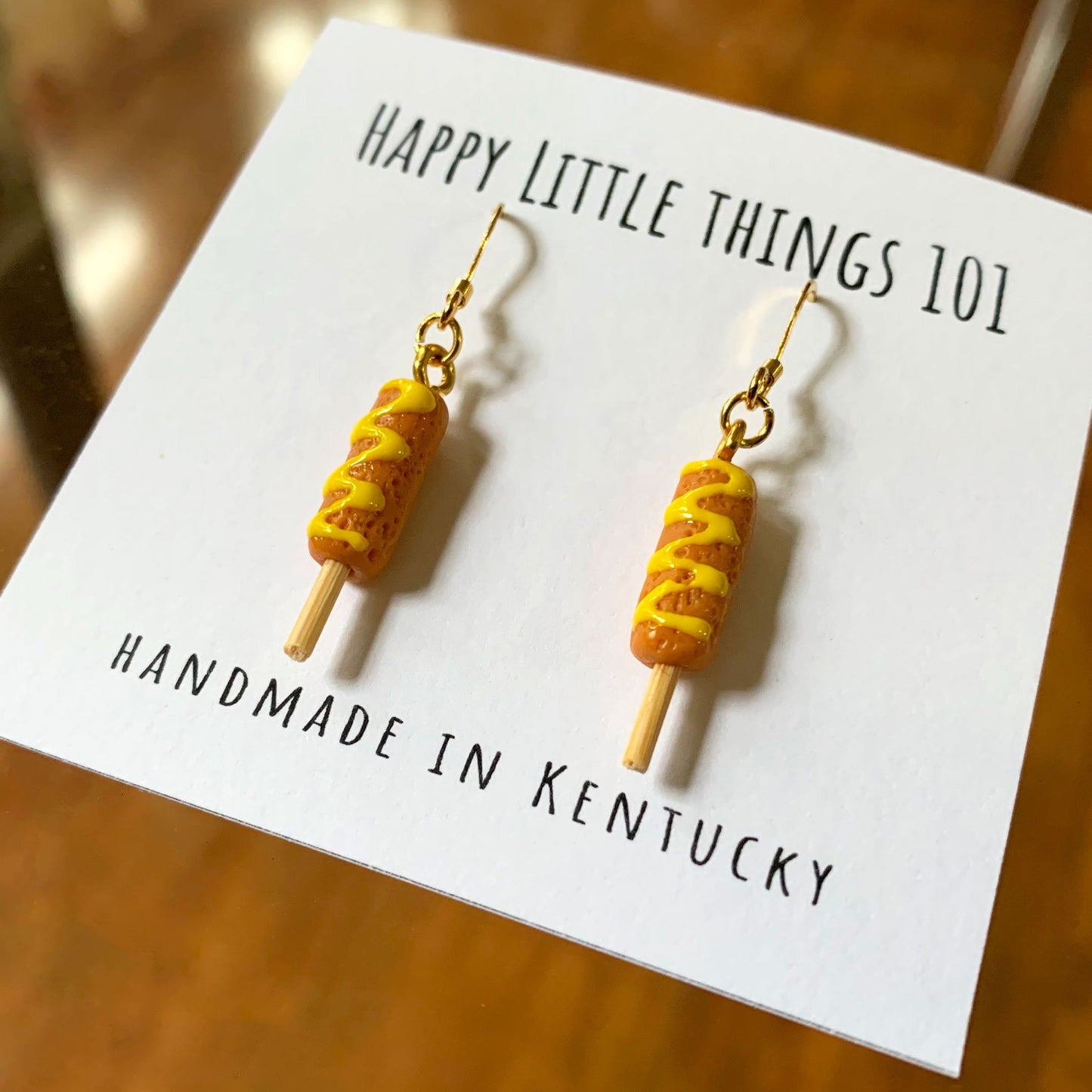 Corn Dog Drop Earrings/Food Earrings/Miniature Earrings/Funny Dangle Earrings/Corn Dog Lover Gifts/18K Gold Plated/Free Gift/Free Gift Box