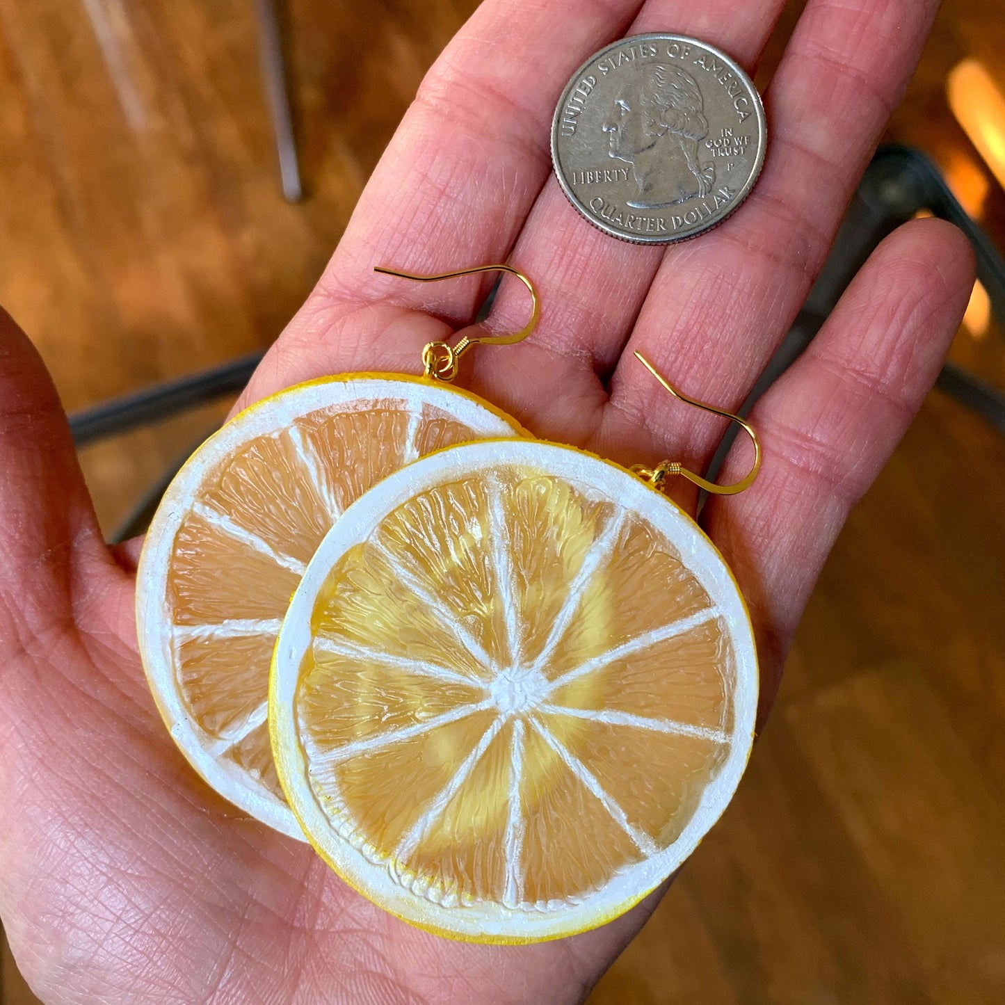 Lemon Slice Earrings/Earrings for Lemonade Stand/Lemon Lover Gift/Fun Earrings/Fruit Themed Party Earrings/18K Gold Plated/Free Gift Box