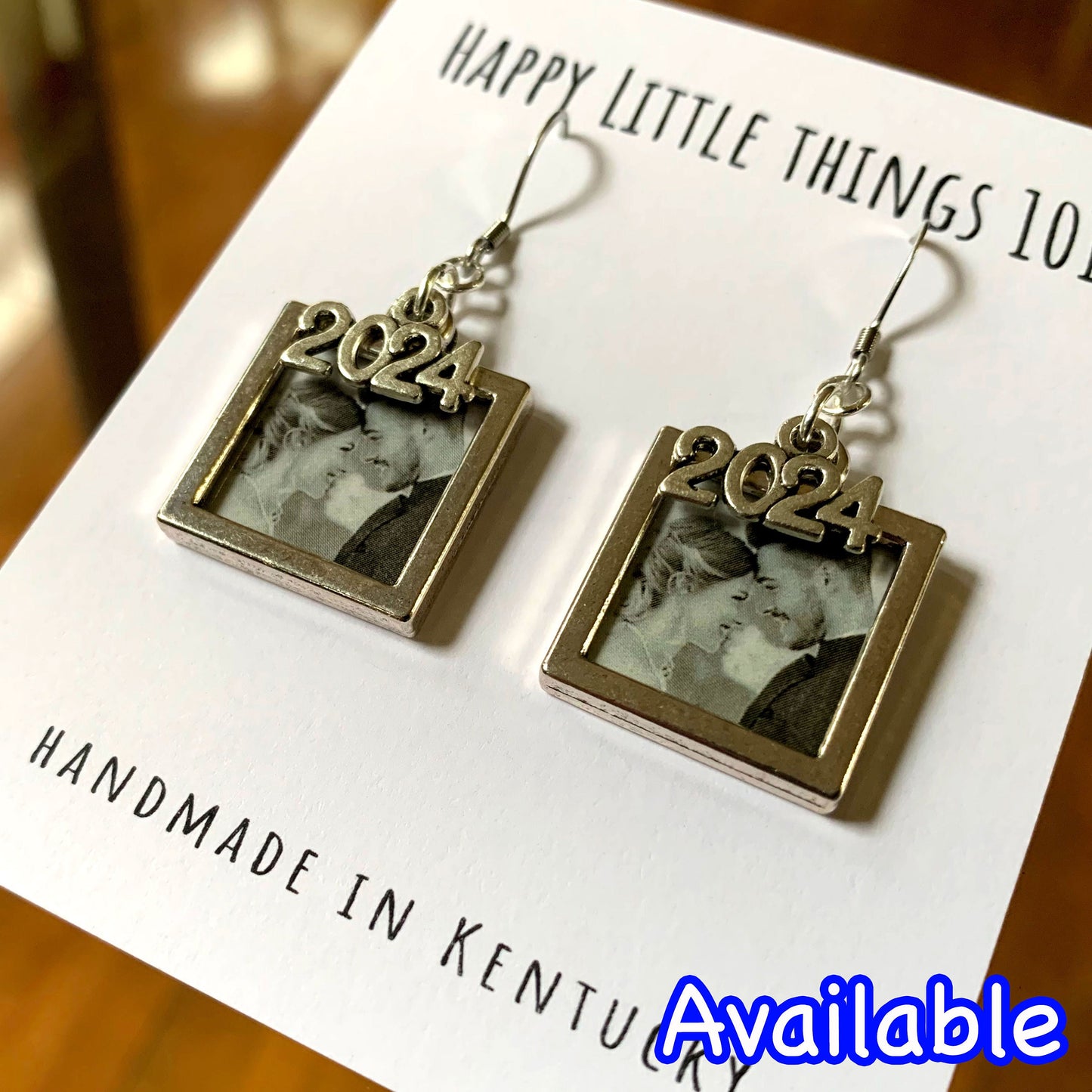 Custom Photo Earrings/Silver Frame with Personalized Photo/Pet Owner's GIft/Family Photo Jewelry/Quality Stainless Fish Hooks/Free Gift Box