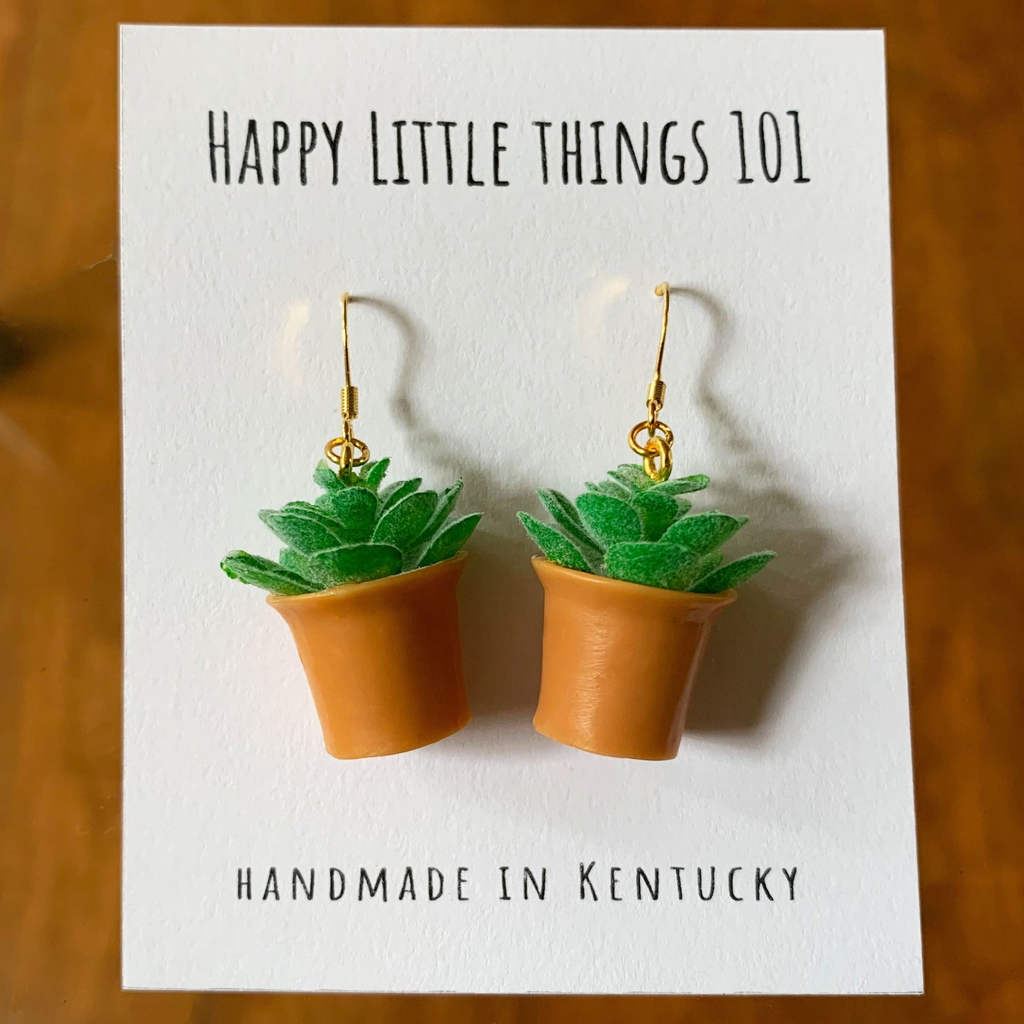 Mini Plant Dangle Earrings, MIni Succulent Drop Earrings, Gifts for Plant Lovers, Miniature Earrings, 18K Gold Plated, Free Gift & Gift Box
