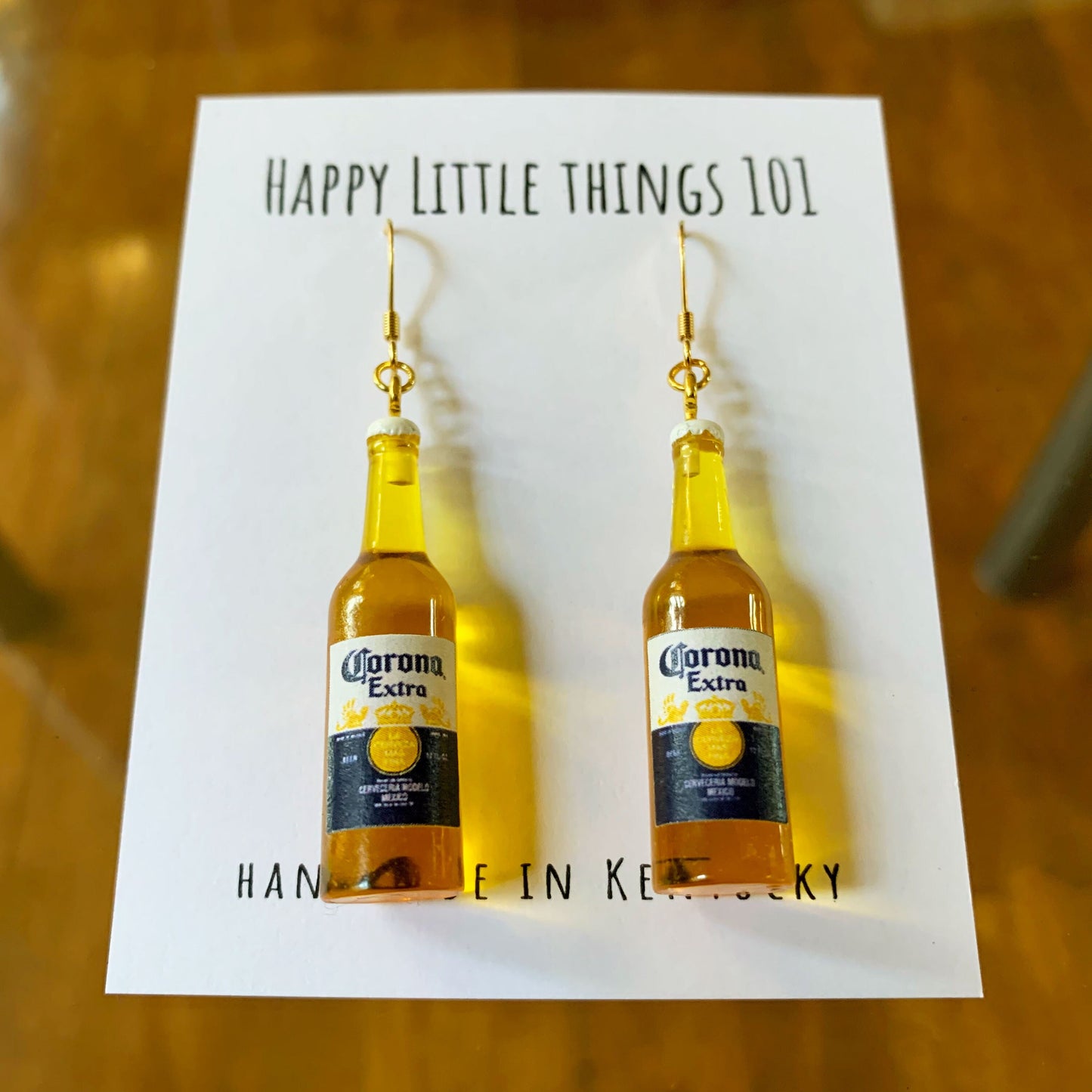 Beer Yellow Bottle Earrings/Miniature Beer Bottle Earrings/Alcohol Accessories/Beer Lover Gift for Her/18K Gold Plated/Free Gift Box