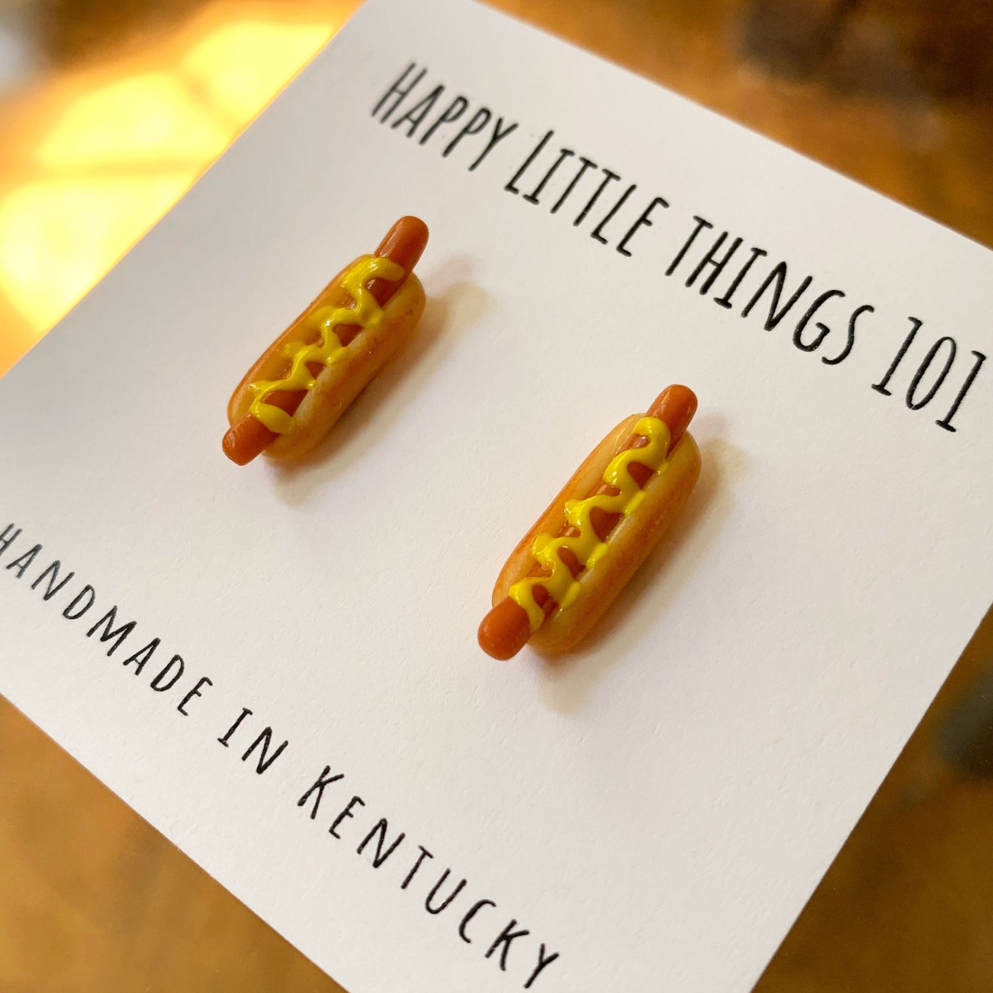 Foot Long Hot dog Stud Earrings/Food Earrings/Miniature Earrings/Cute & Fun Gift for Her/Hot Dog Lover Gifts/18K Gold Plated/Free Gift Box