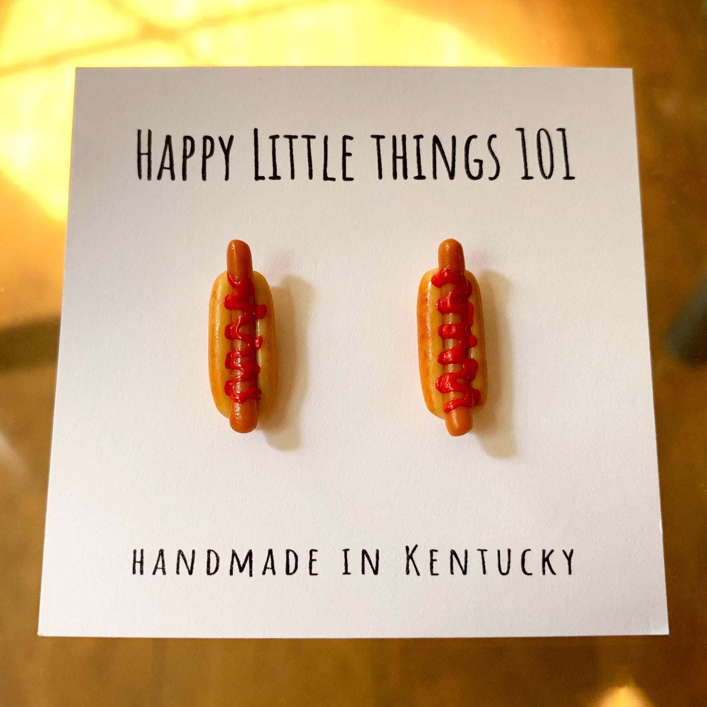 Foot Long Hot dog Stud Earrings/Food Earrings/Miniature Earrings/Cute & Fun Gift for Her/Hot Dog Lover Gifts/18K Gold Plated/Free Gift Box