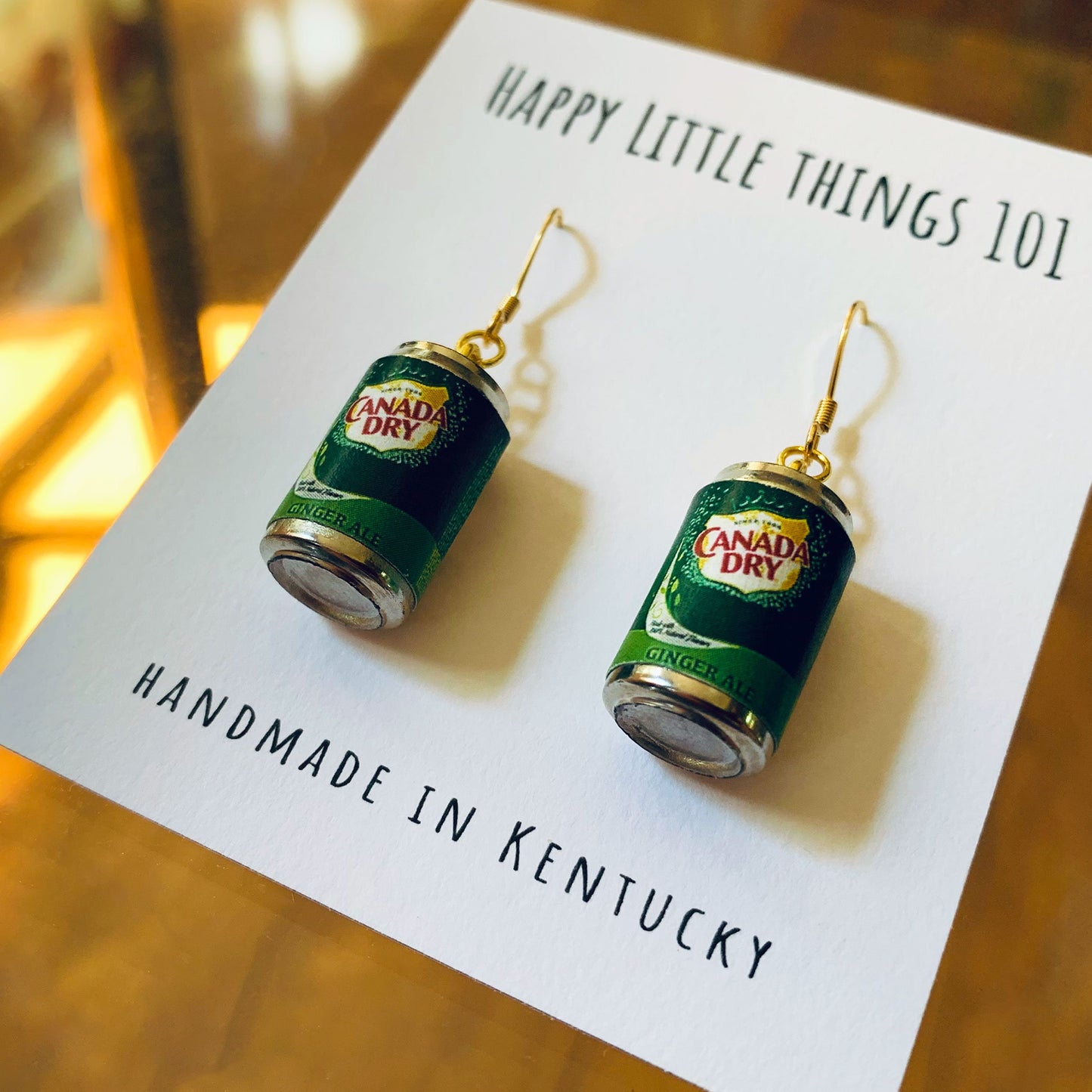Classic Ginger Ale Can Drop Earrings, Soda Earrings, Ginger Ale Lover Earrings, Fun Gifts for Her, 18K Gold Plated, Free Gift