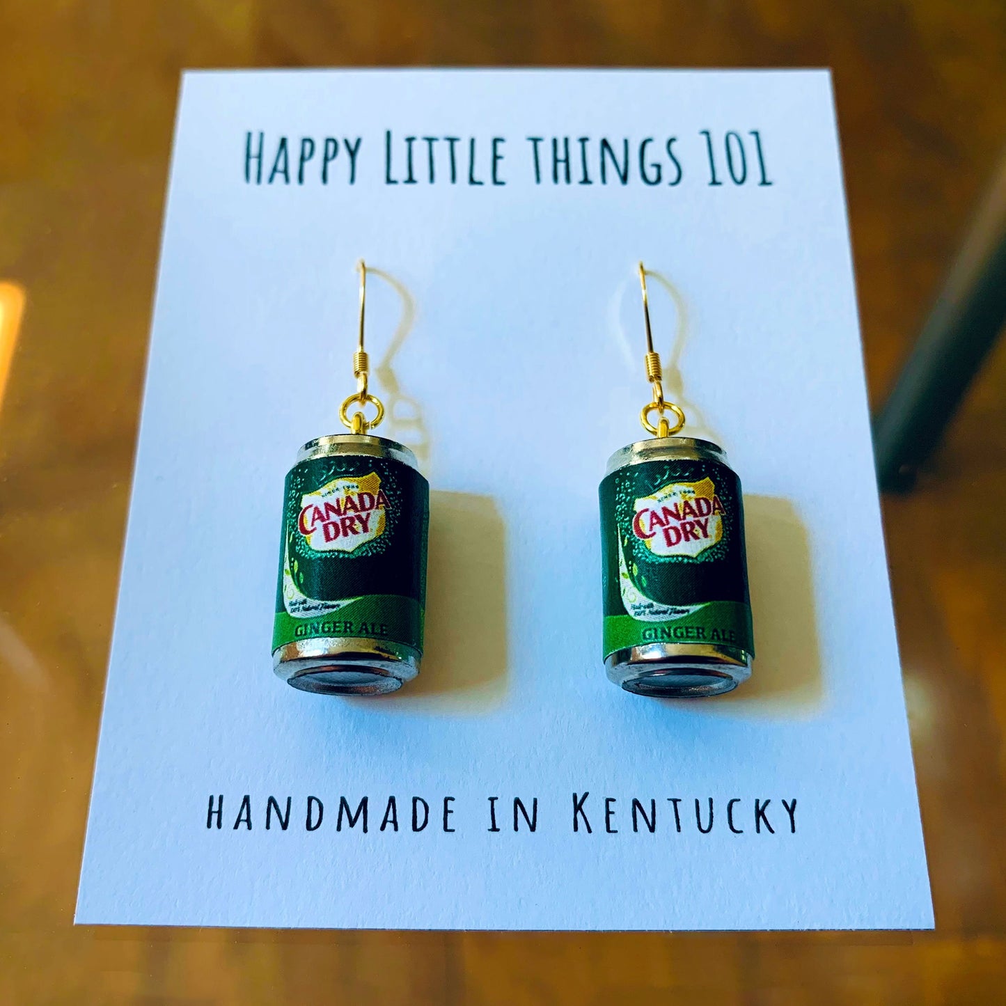 Classic Ginger Ale Can Drop Earrings, Soda Earrings, Ginger Ale Lover Earrings, Fun Gifts for Her, 18K Gold Plated, Free Gift