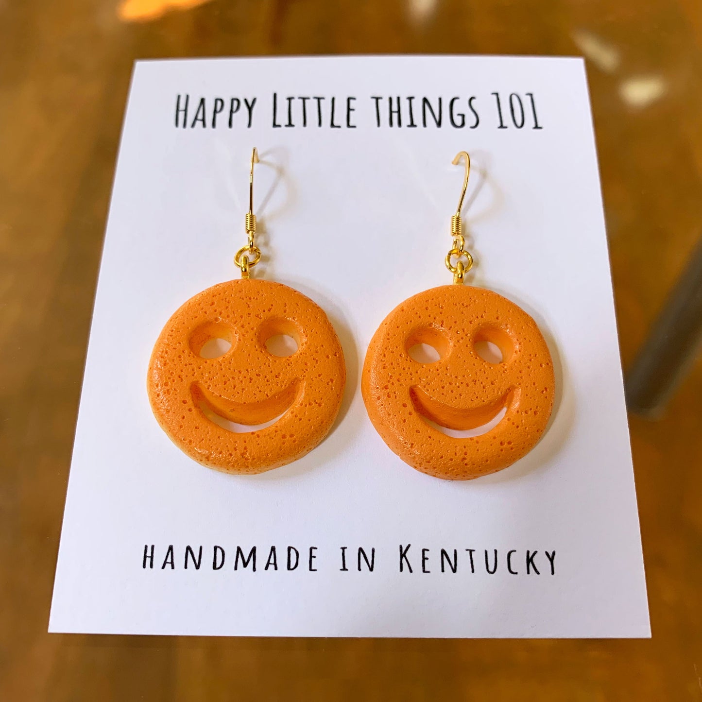 Smiley Fries Earrings/Smiley Face Potato Earrings/Cute & Fun Earrings/Food Earrings/18K Gold Plated/Free Gift Box