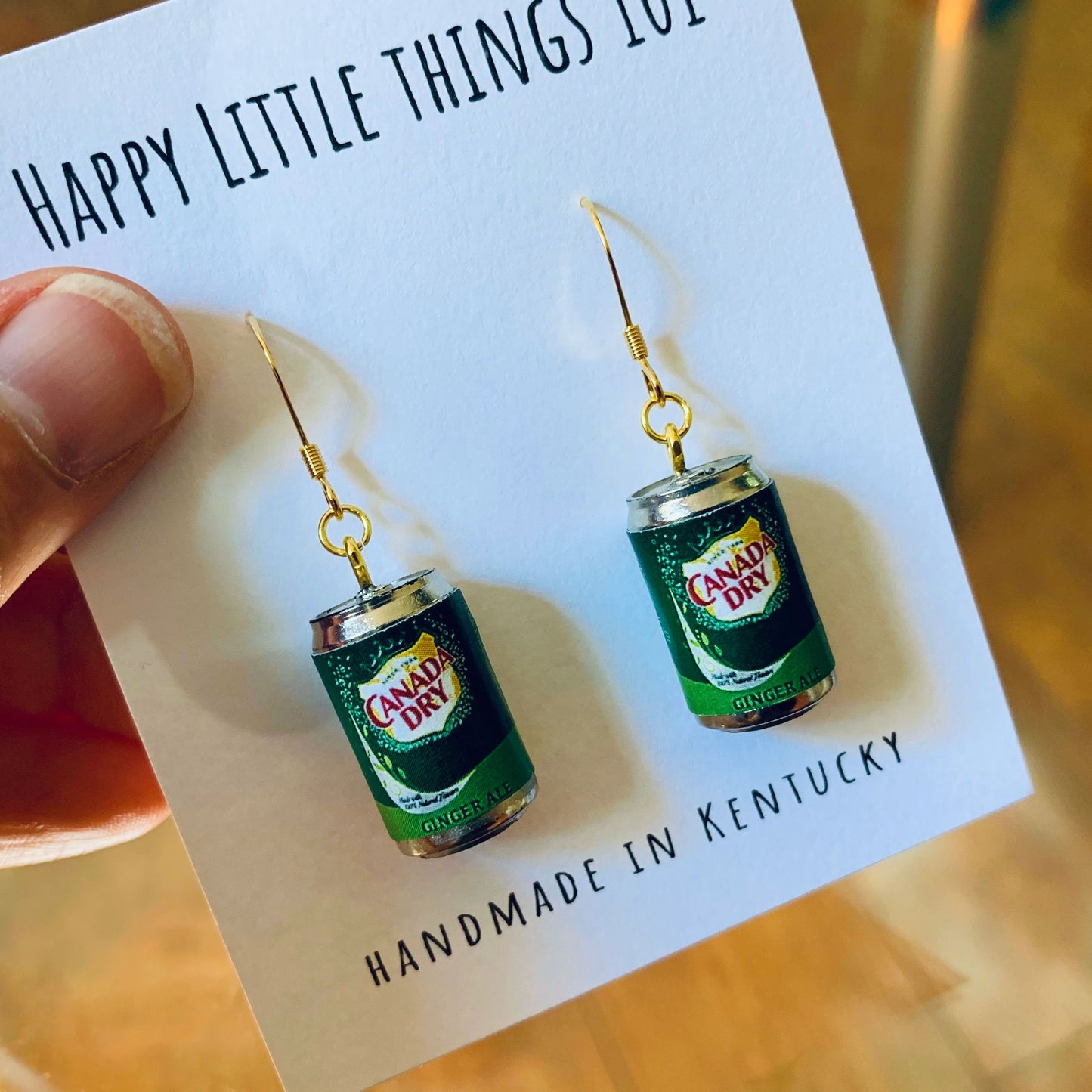Classic Ginger Ale Can Drop Earrings, Soda Earrings, Ginger Ale Lover Earrings, Fun Gifts for Her, 18K Gold Plated, Free Gift