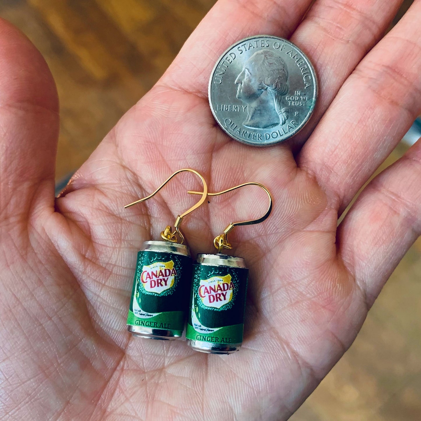 Classic Ginger Ale Can Drop Earrings, Soda Earrings, Ginger Ale Lover Earrings, Fun Gifts for Her, 18K Gold Plated, Free Gift