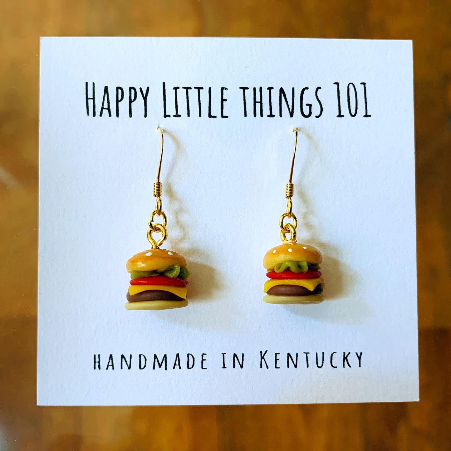 Mini Hamburger Earrings/Cheeseburger Earrings/Deluxe Burger Earrings/Hamburger Lover Gifts/Fun Gift for Her/18K Gold Plated/Free Gift Box