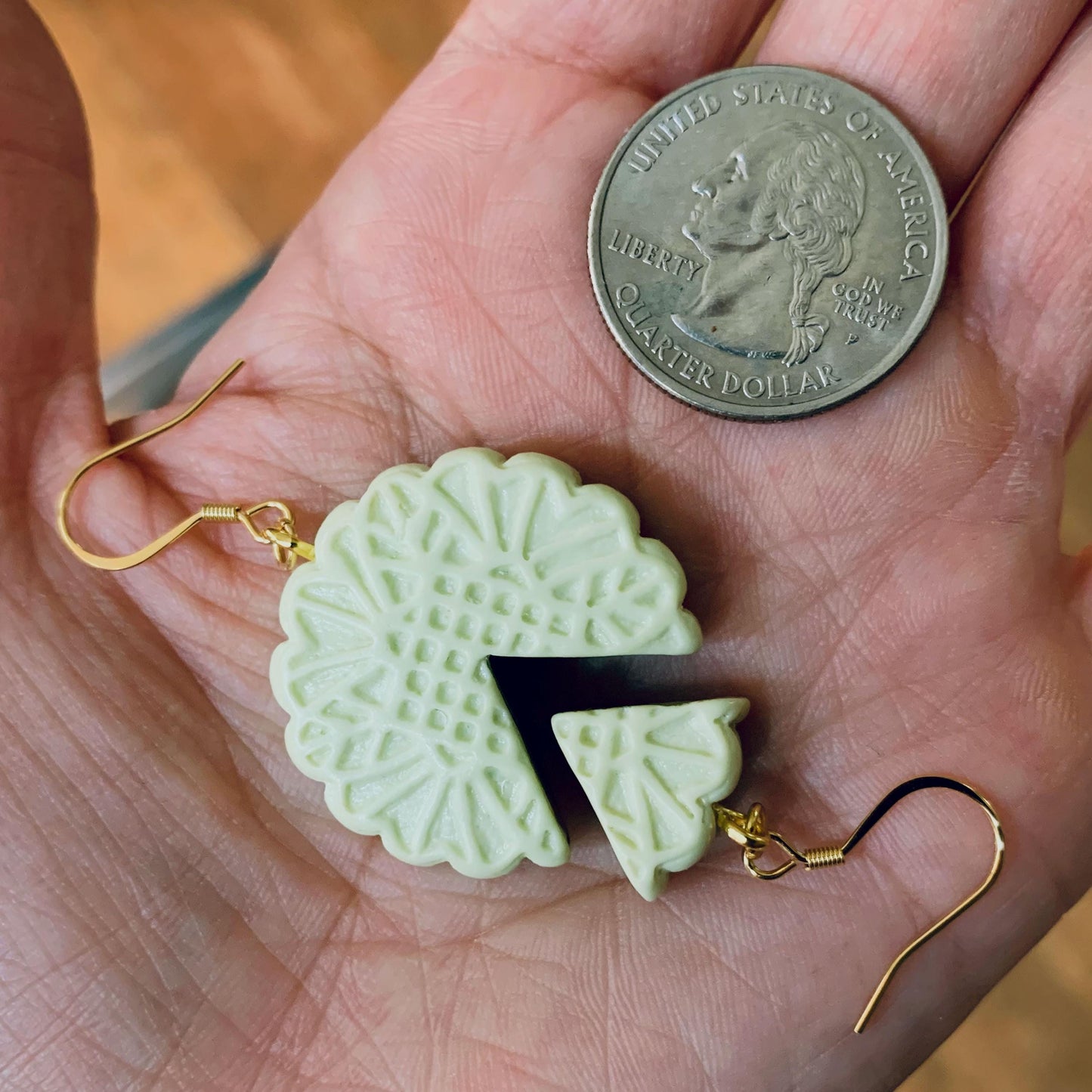 Deviled Cookie Drop Earrings, White Cookie Dangle Earrings, Cookie Lover Gifts for Her, Fun Earrings, 18K Gold Plated, Free Gift